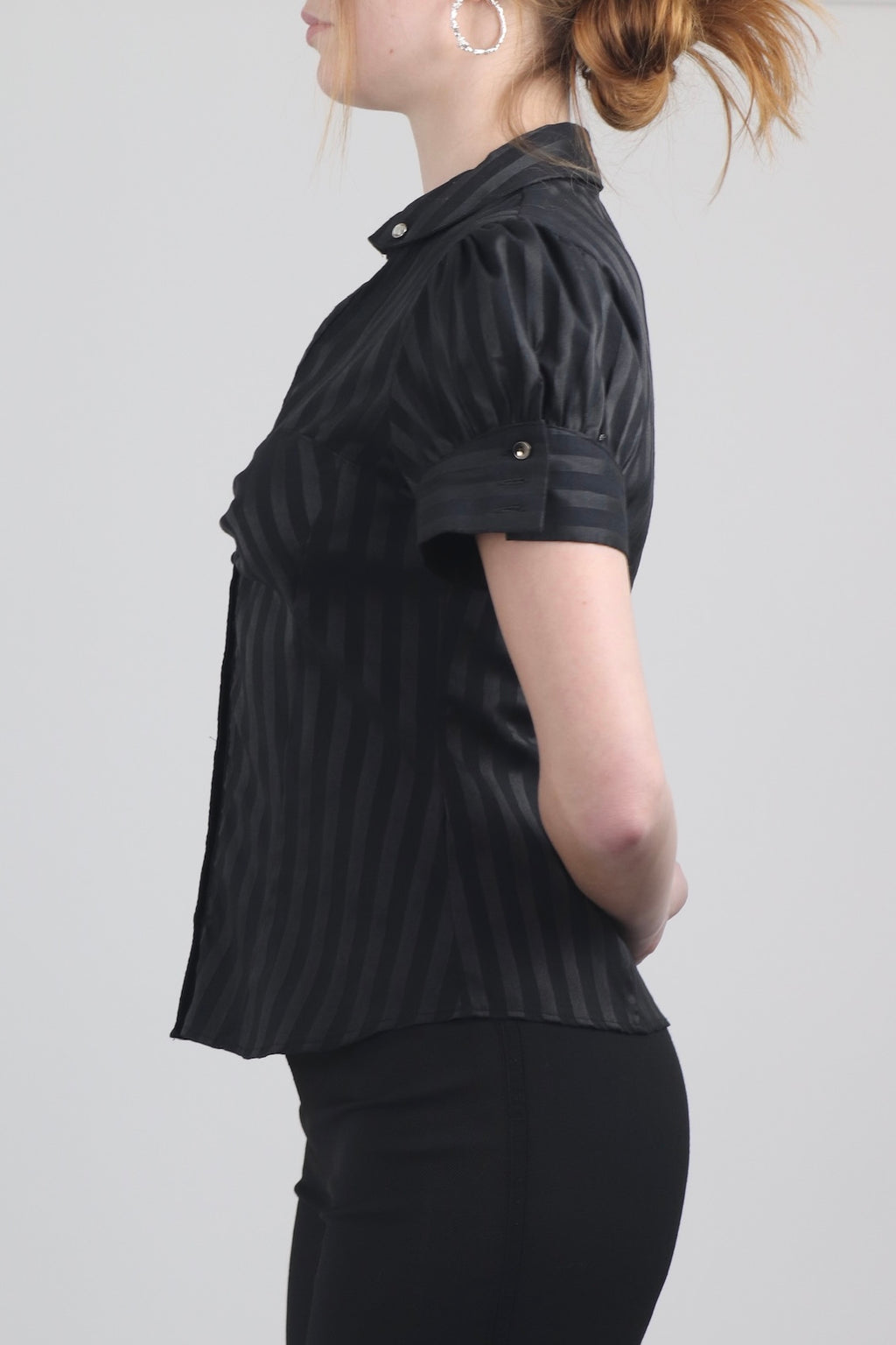 Vintage River Island Black Striped Blouse