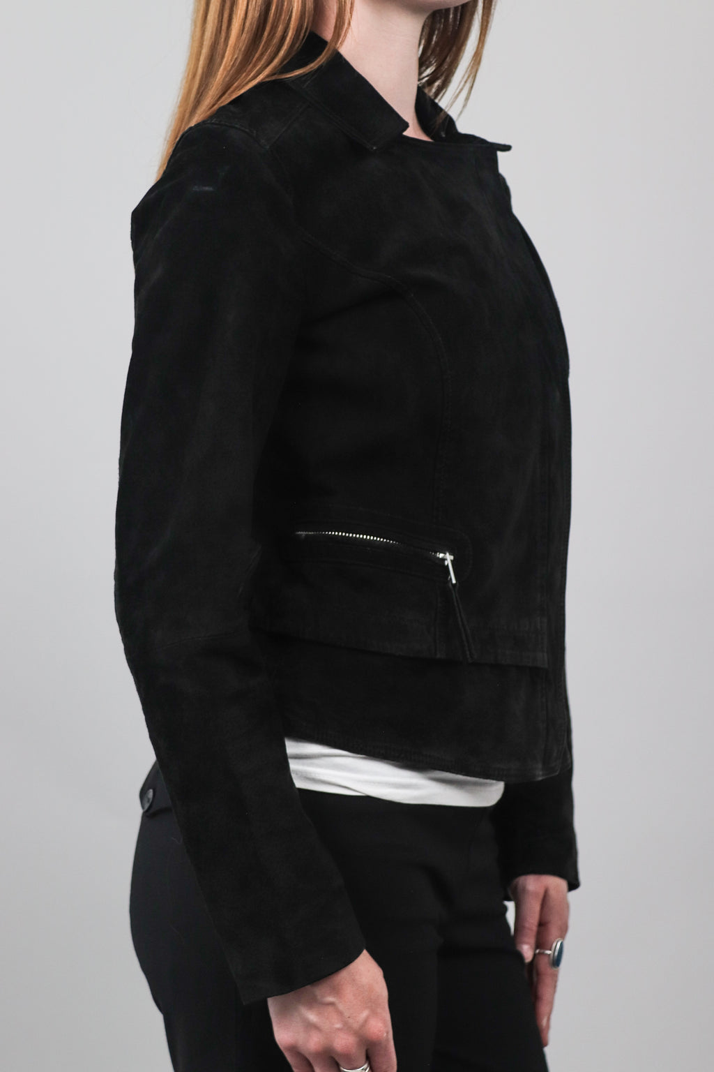 Only Suede Asymmetric Zip Biker Jacket