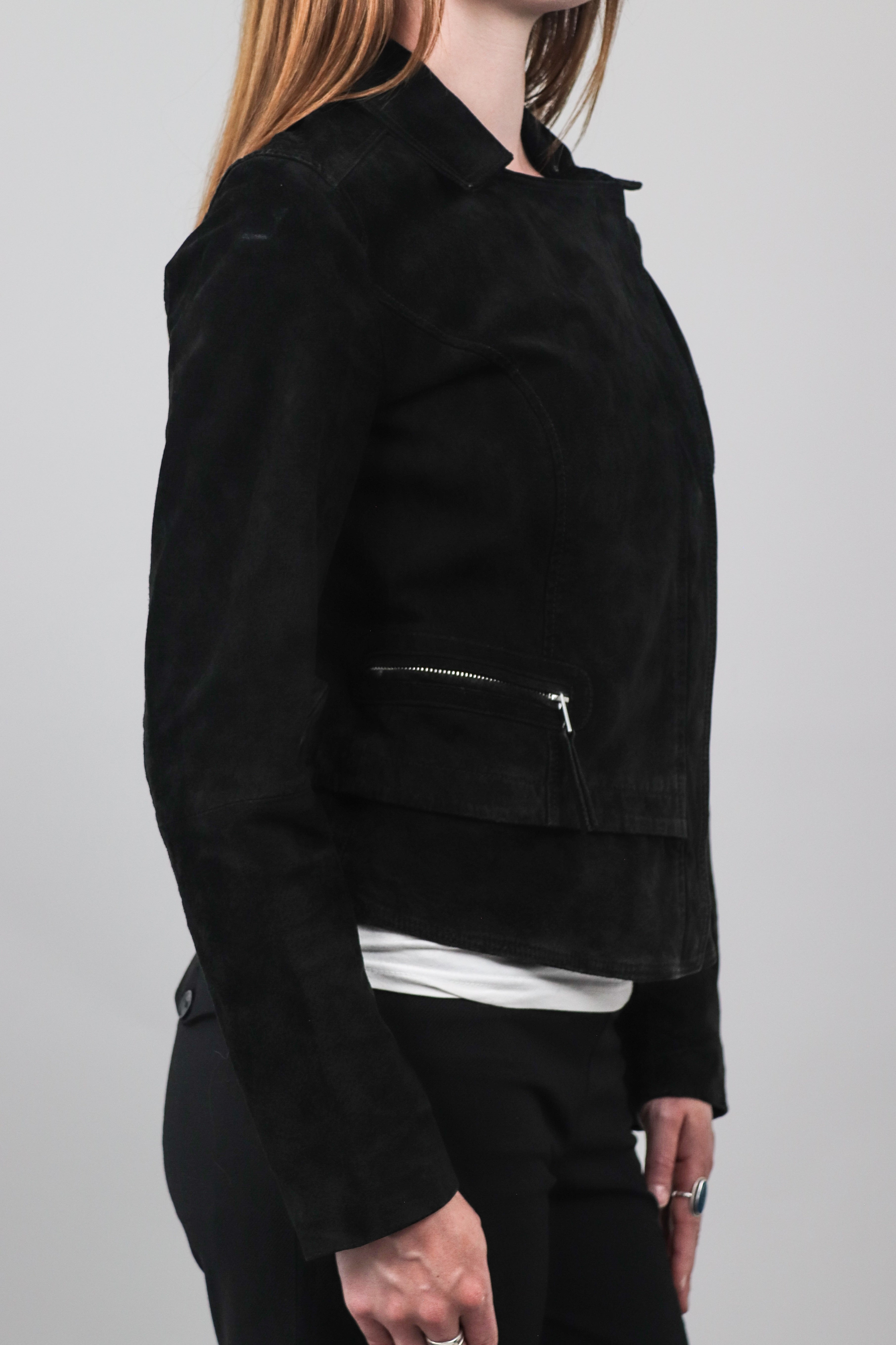 Only Suede Asymmetric Zip Biker Jacket