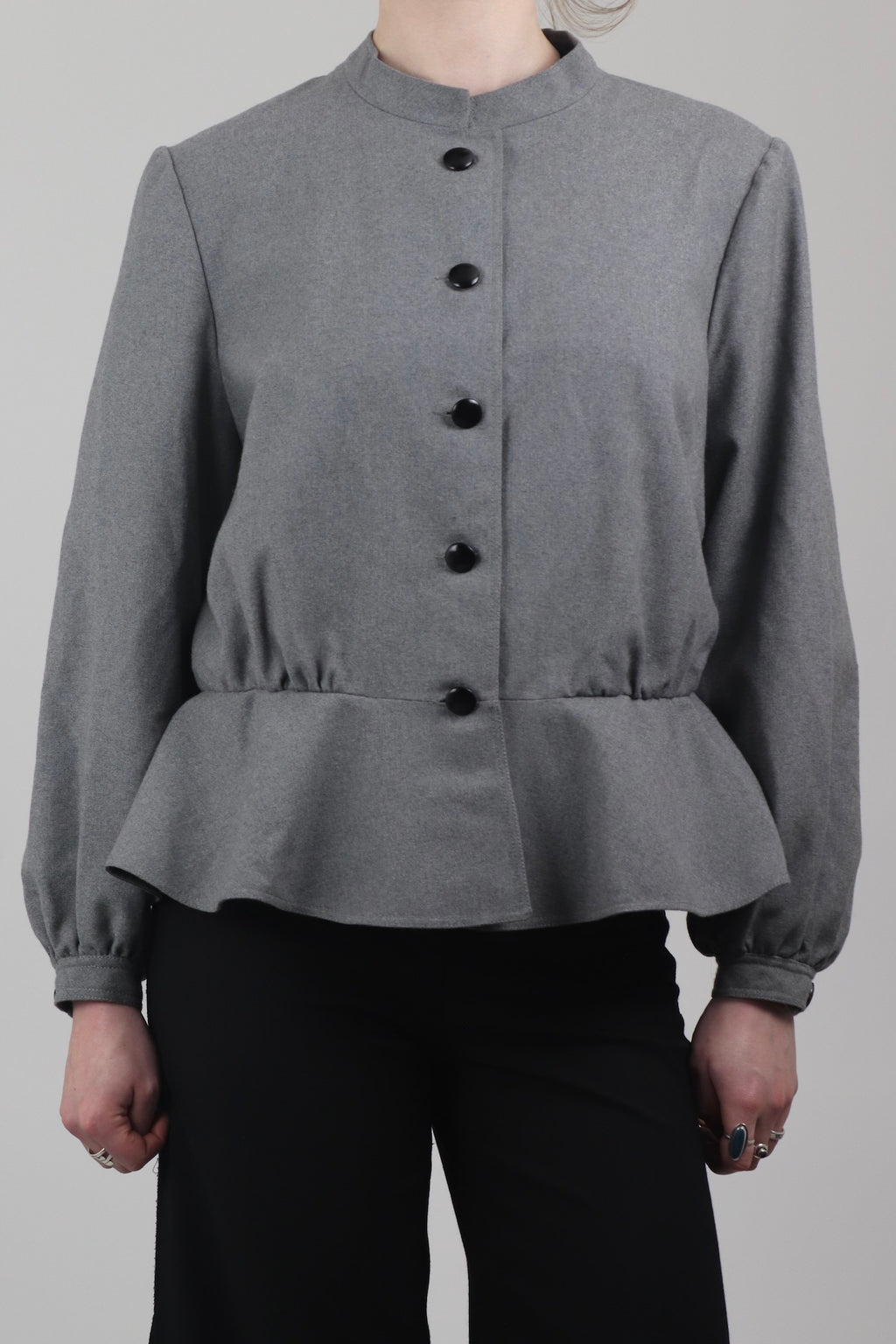 Beate Mossinger Grey Peplum Style Pea Coat
