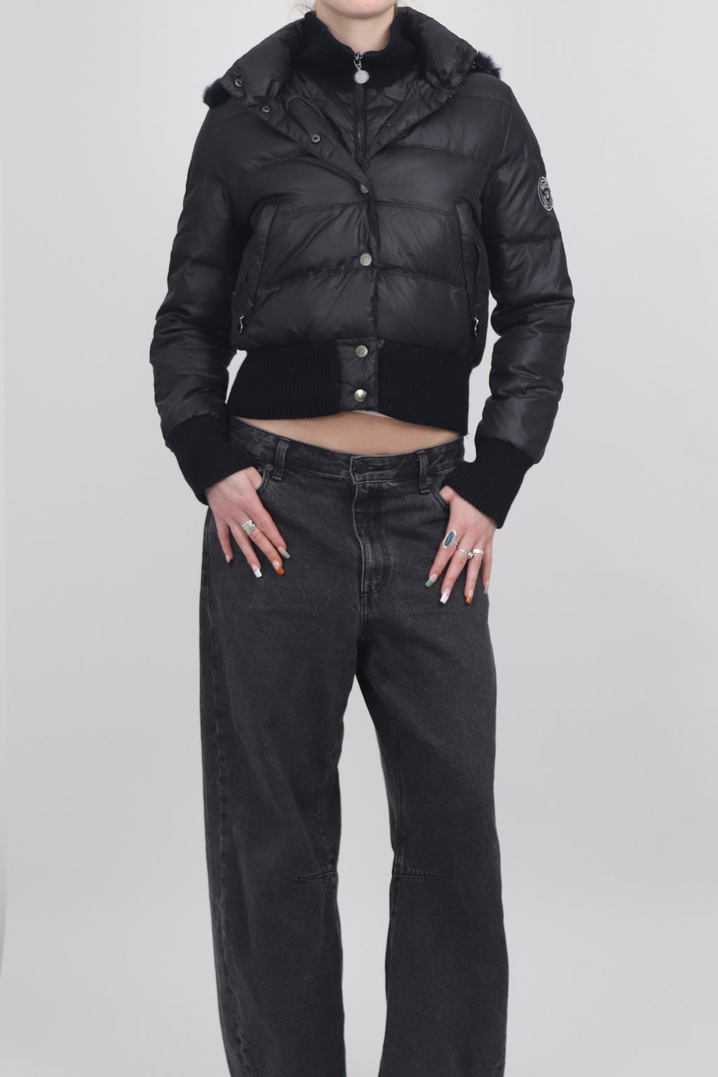 Kocca Jeans Black Cropped Puffer Jacket