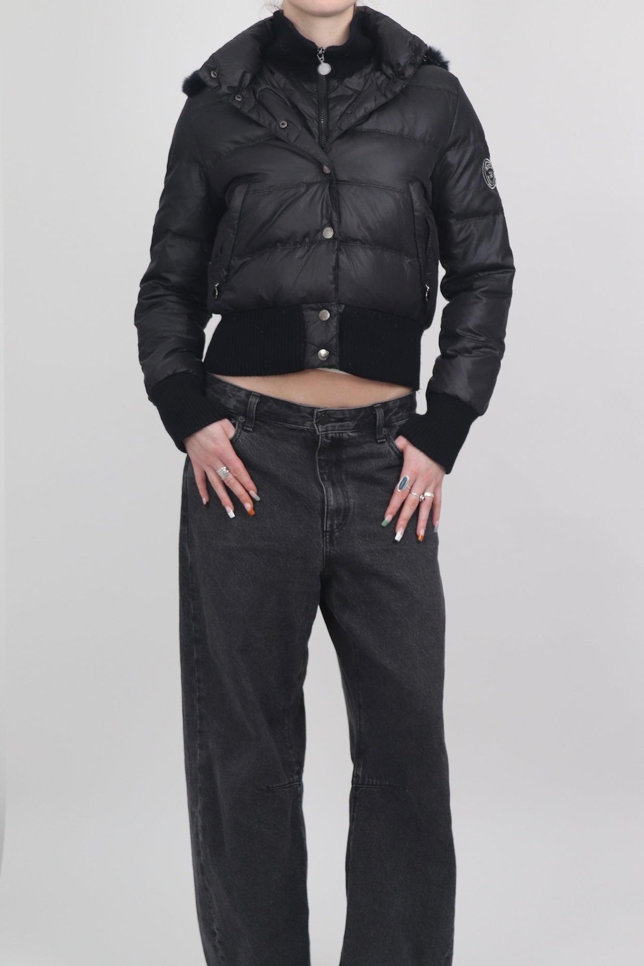 Kocca Jeans Black Cropped Puffer Jacket