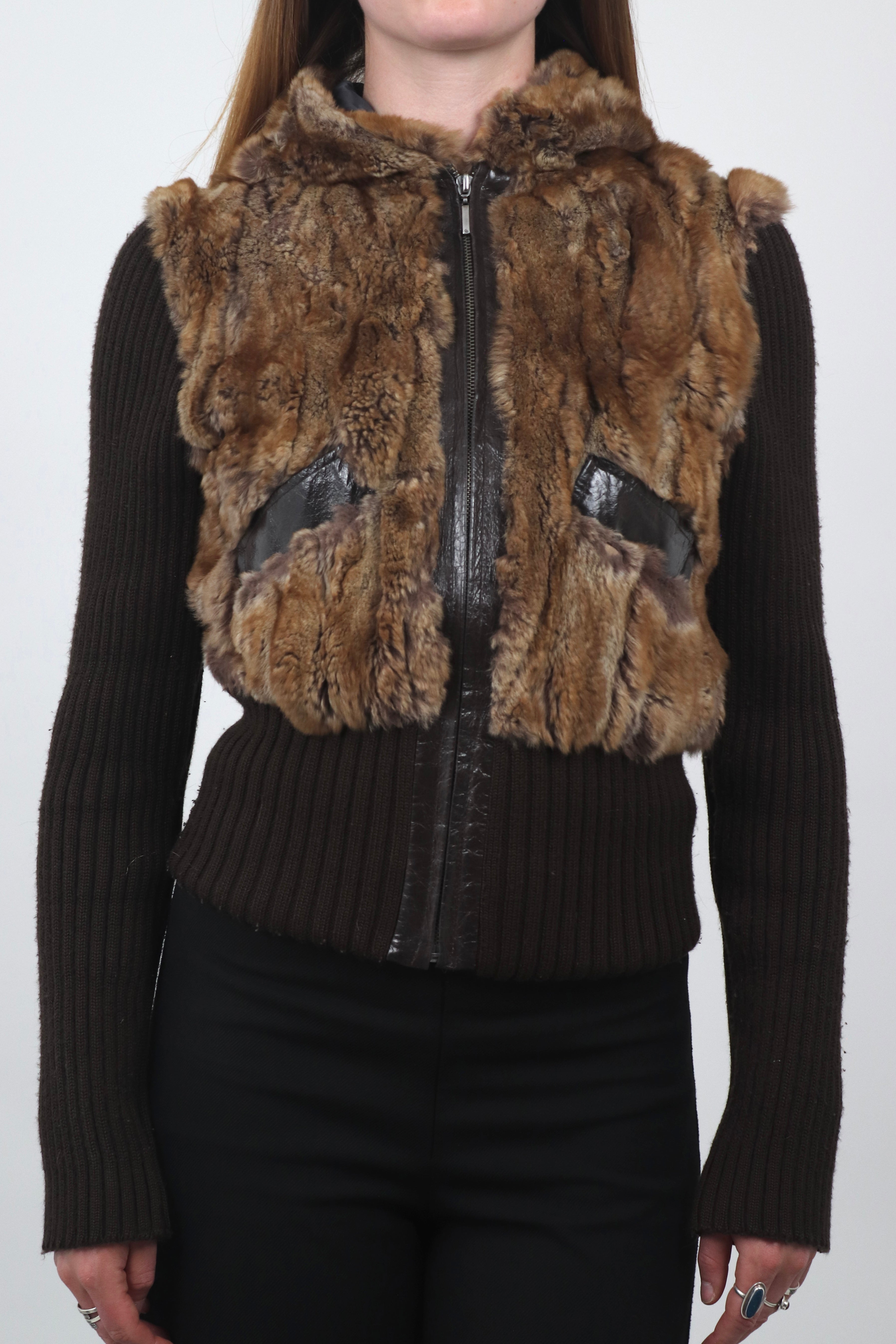 Con Bipel Fur and Knit Cardigan