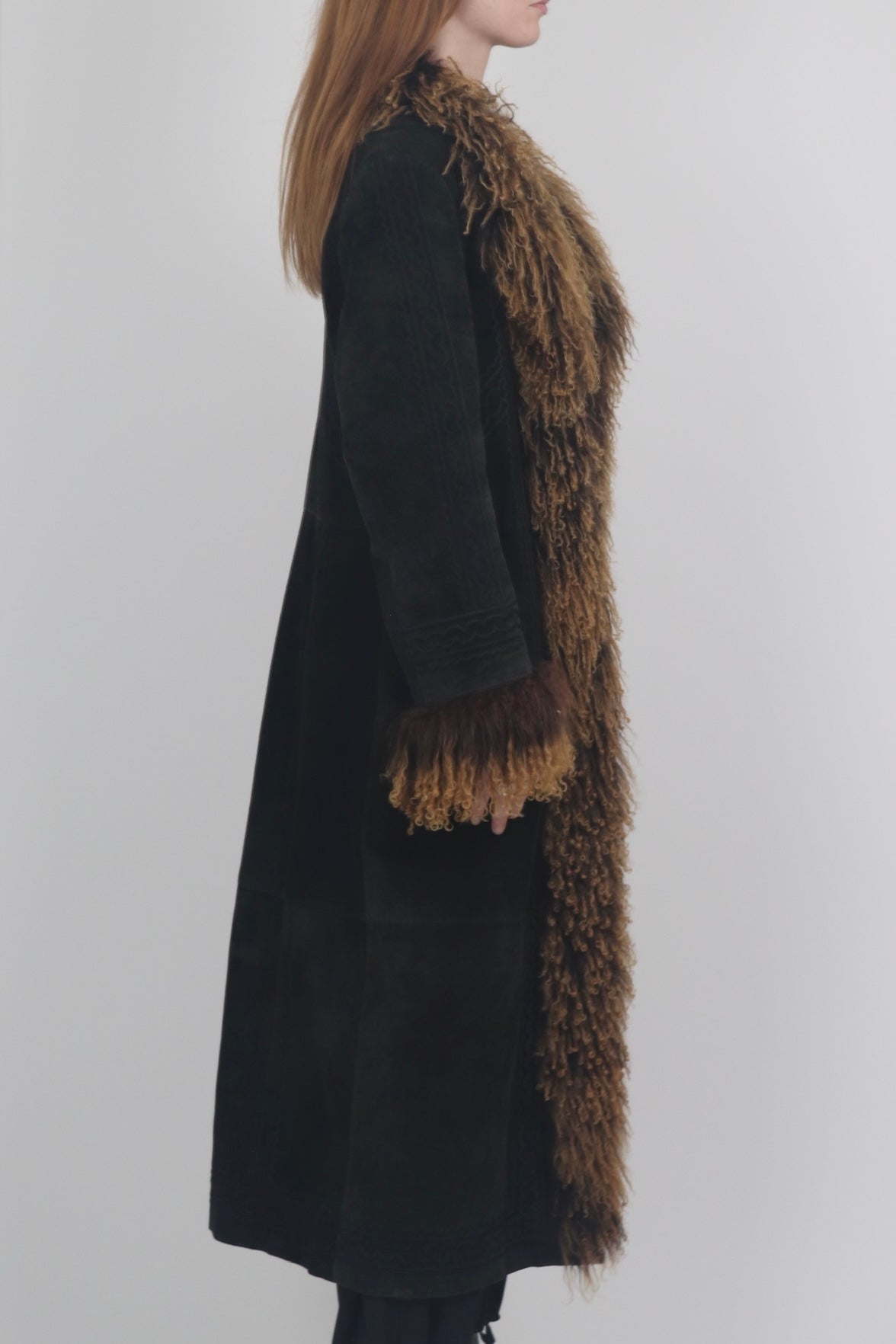 Rene Derhy Fur Trim Long Afghan