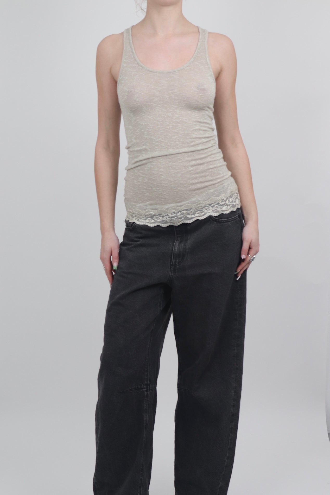 Mixeri Sheer Glitter Knit Tank