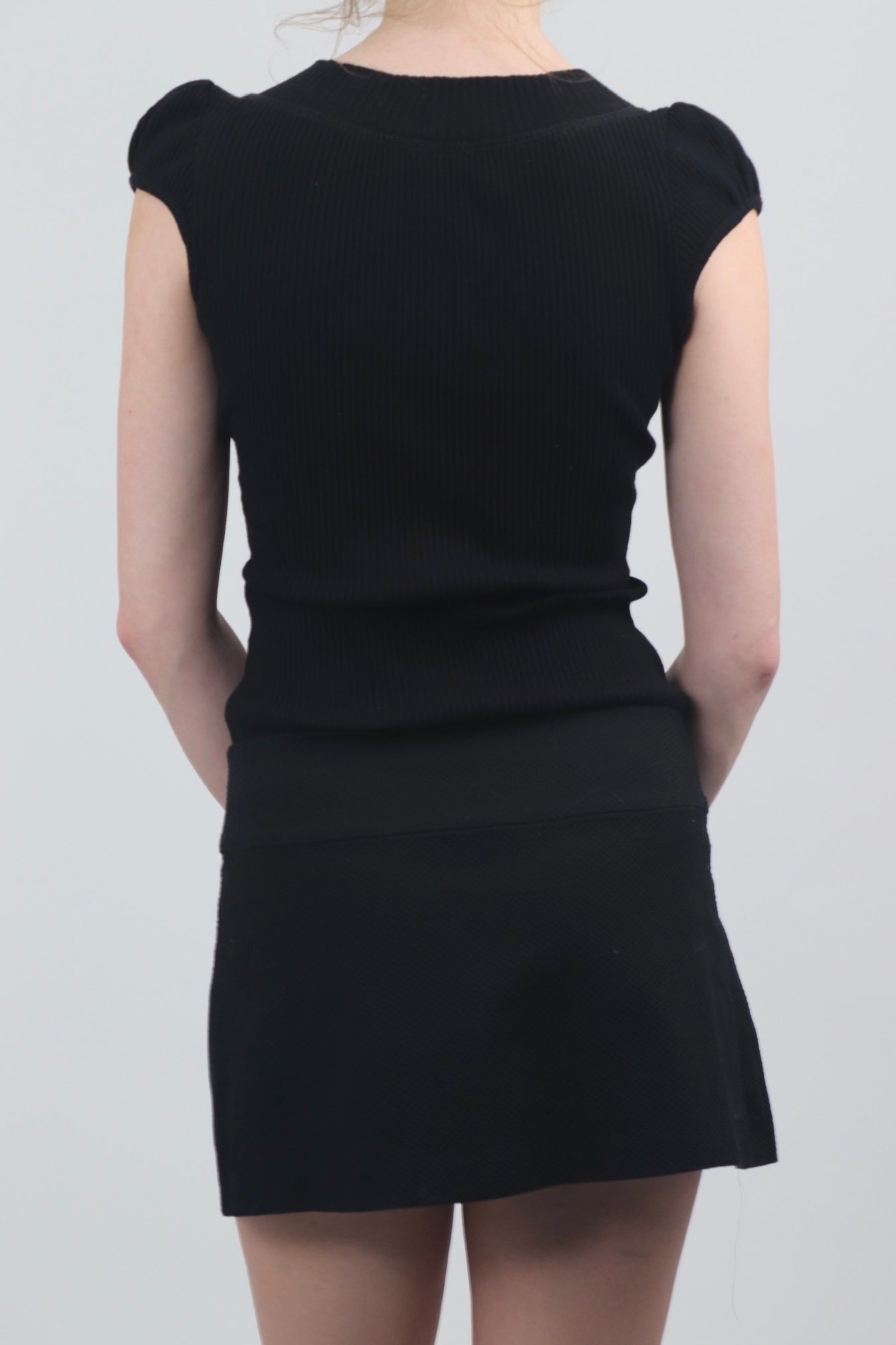 Morgan De Toi Black Knit Mini Dress