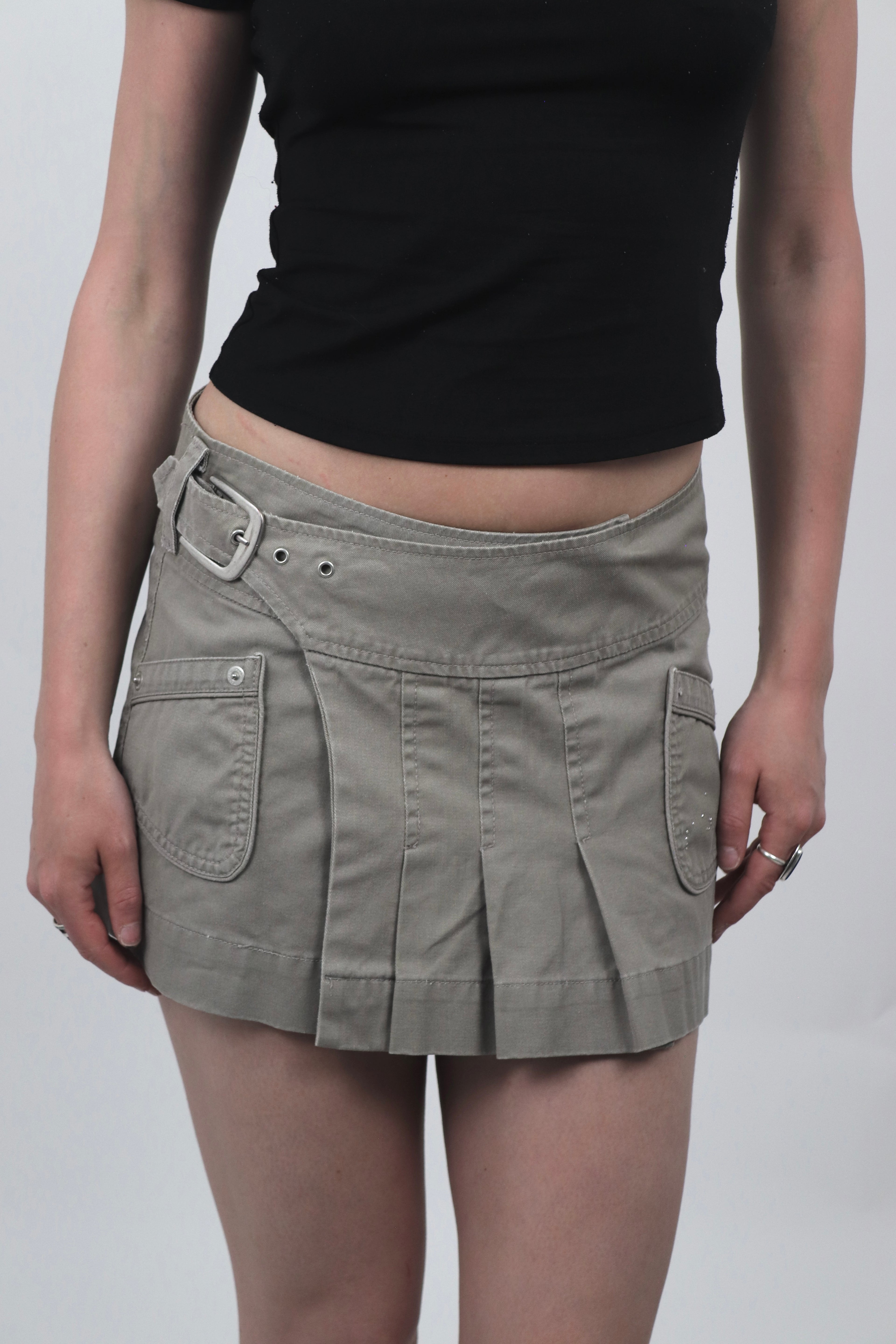 Morgan De Toi Khaki Buckle Wrap Mini Skirt