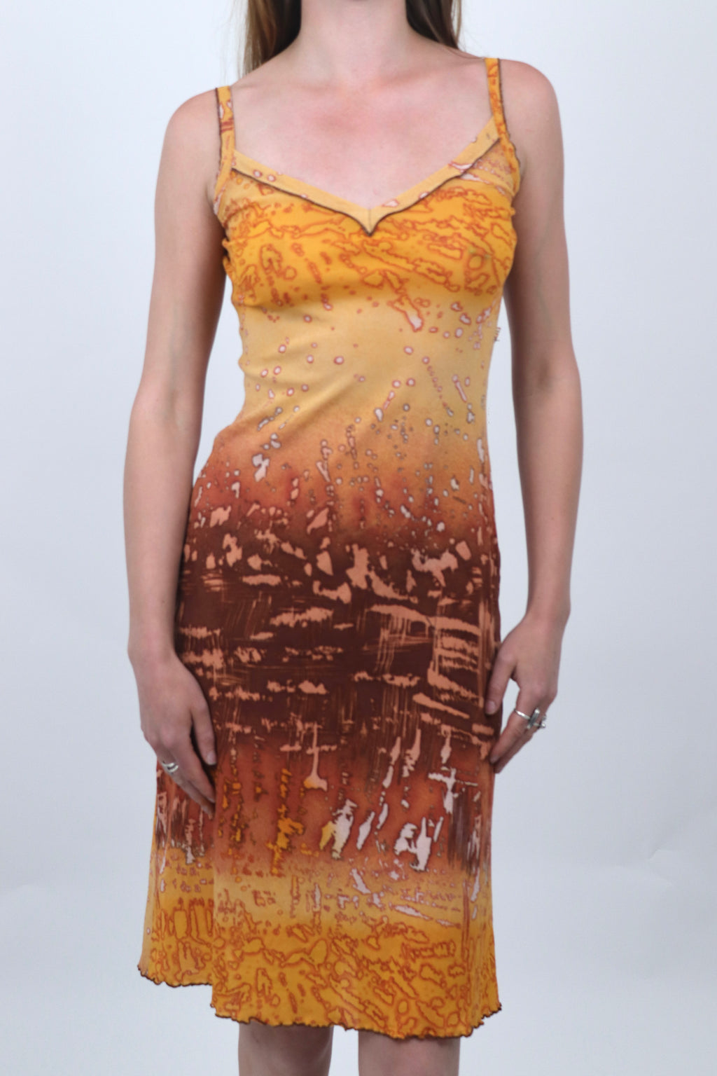 Morgan De Toi Orange Print Midi Dress
