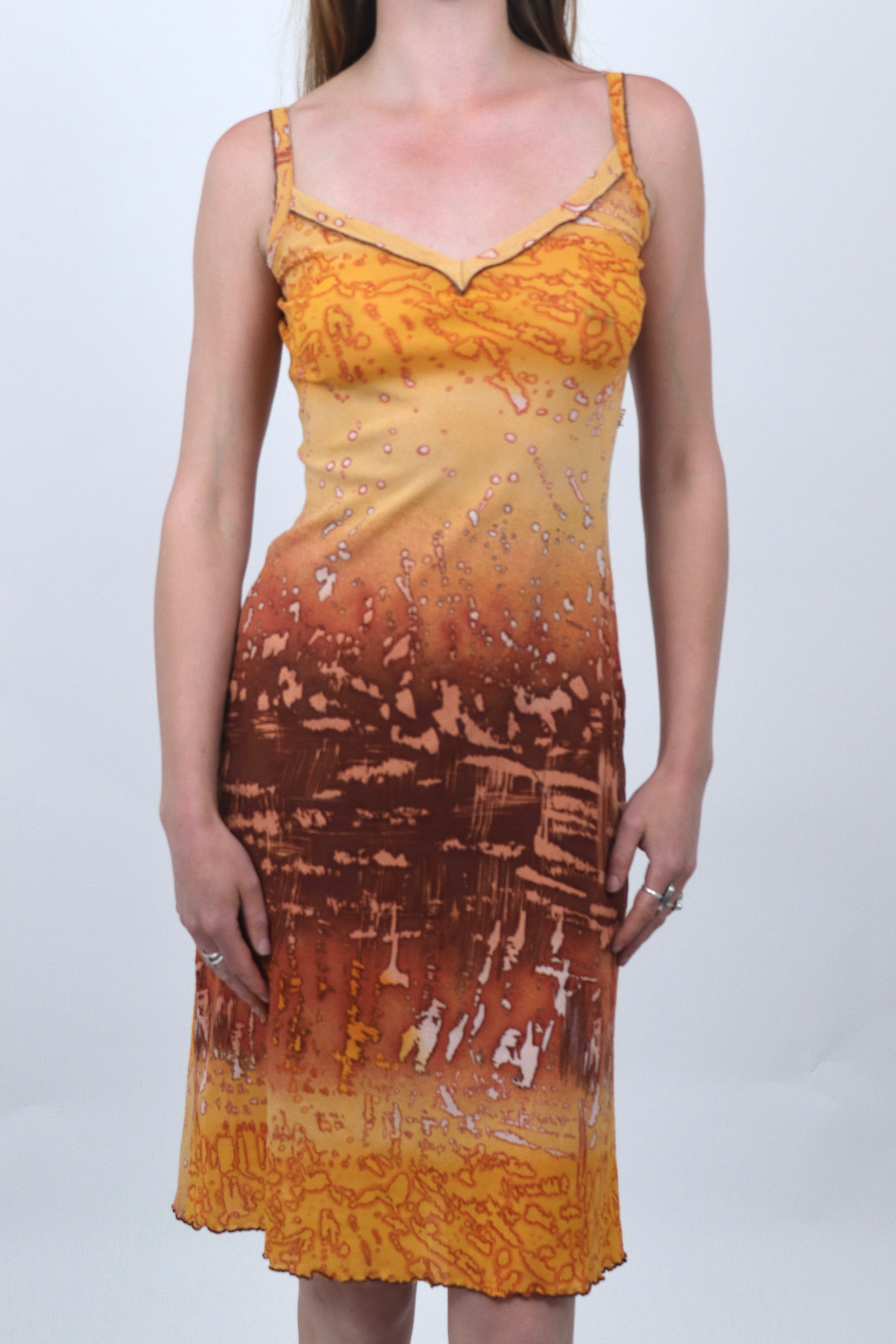 Morgan De Toi Orange Print Midi Dress