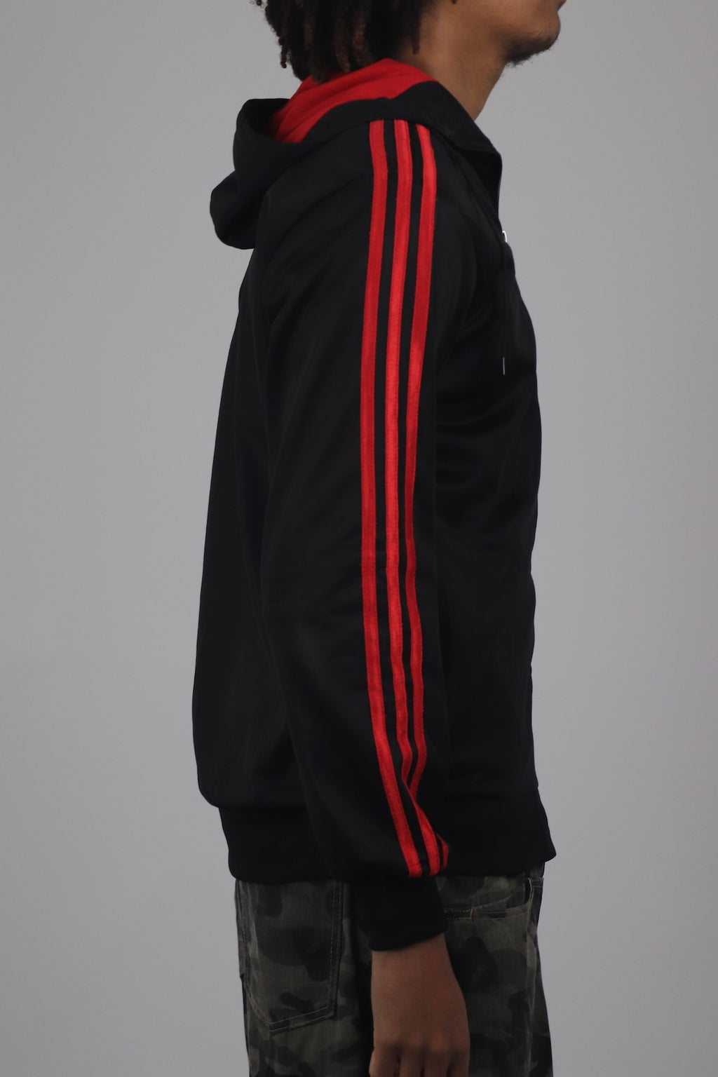 Black and Red Adidas Chile 62 Hooded Jacket