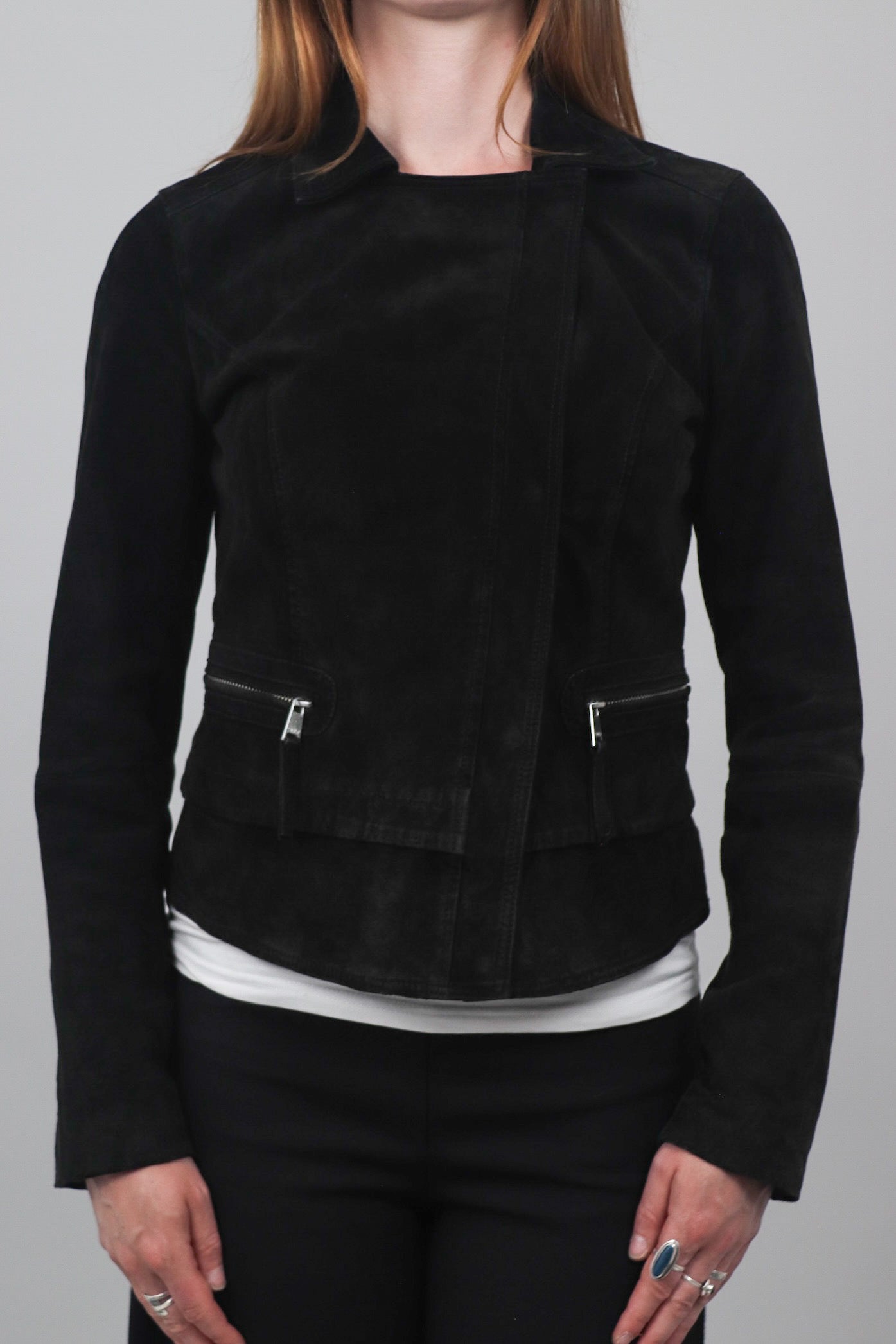 Only Suede Asymmetric Zip Biker Jacket