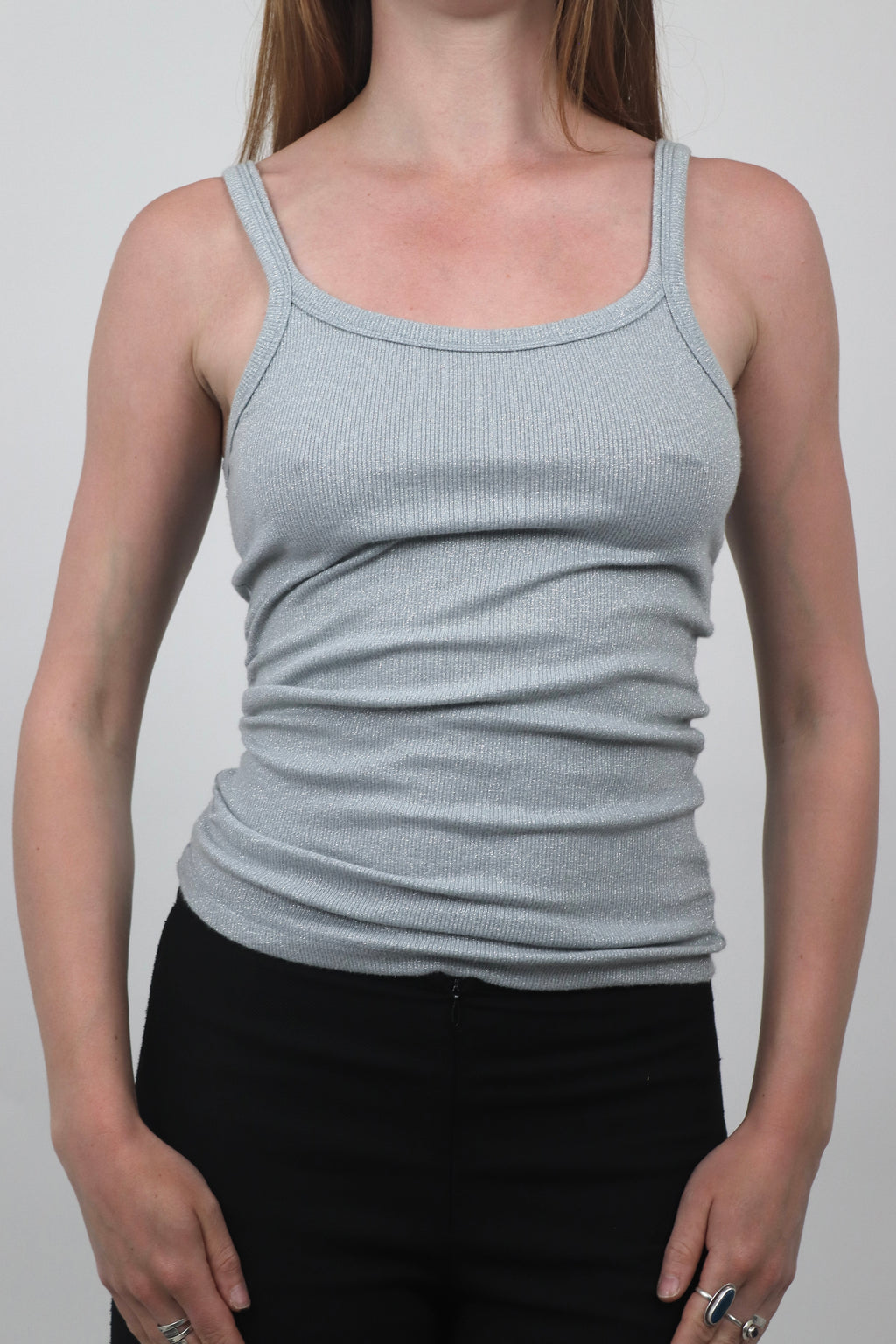 Light Grey Glitter Vest Top