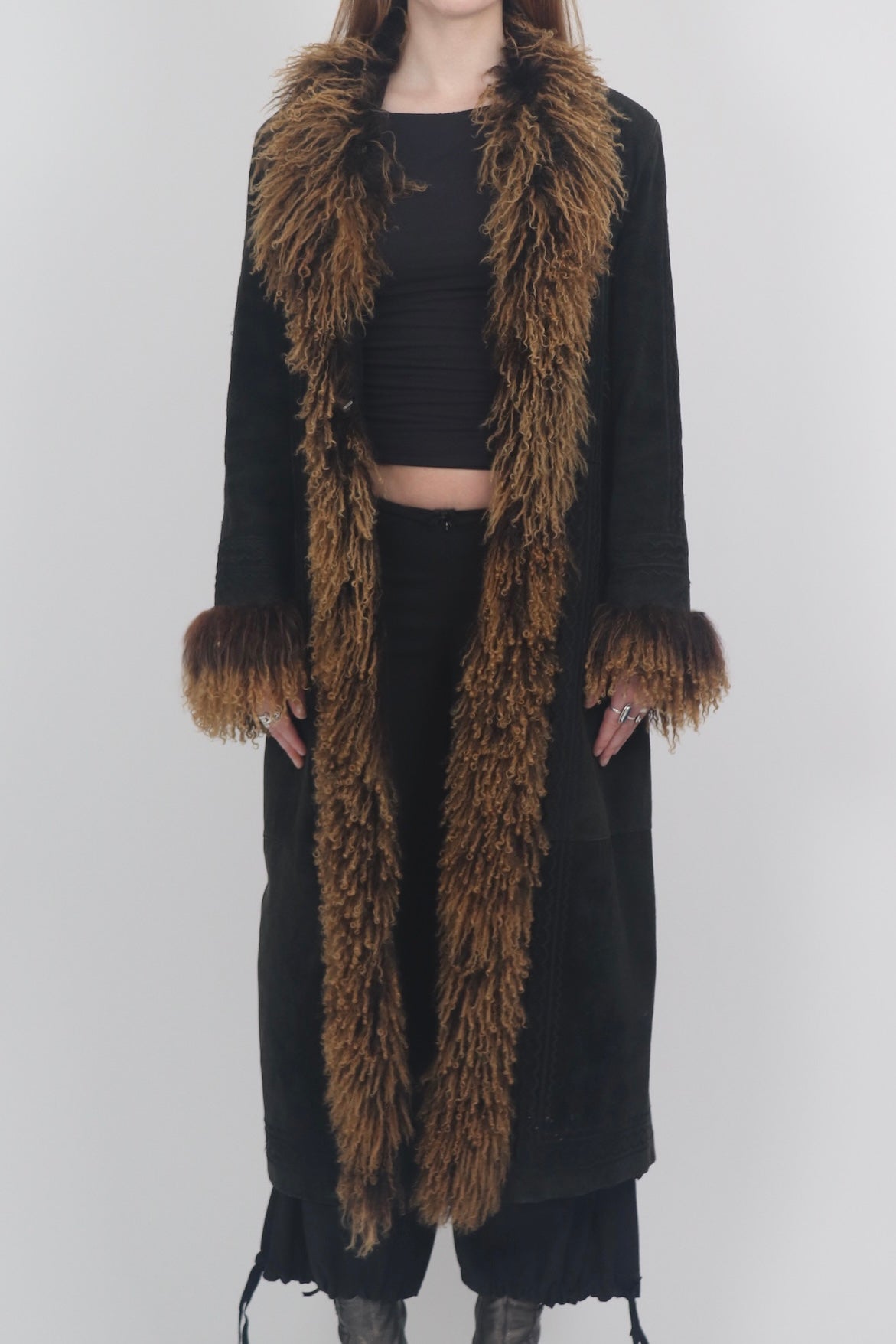 Rene Derhy Fur Trim Long Afghan
