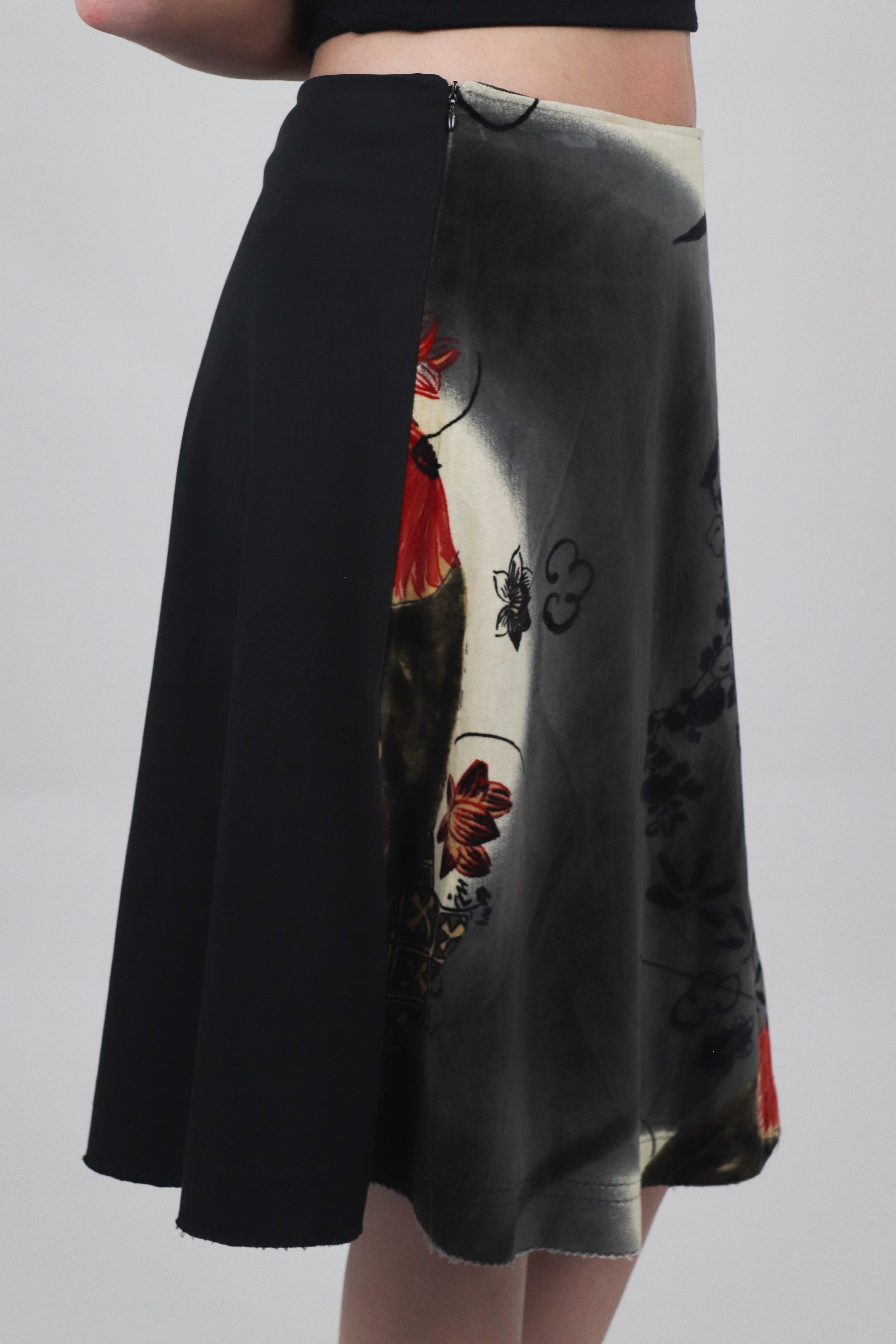 Japanese Style Print Midi Skirt