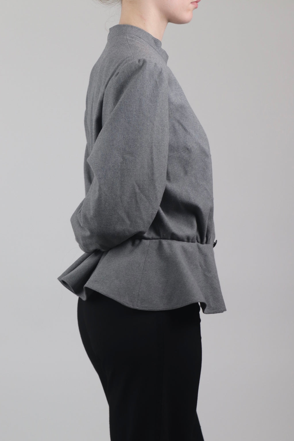 Beate Mossinger Grey Peplum Style Pea Coat