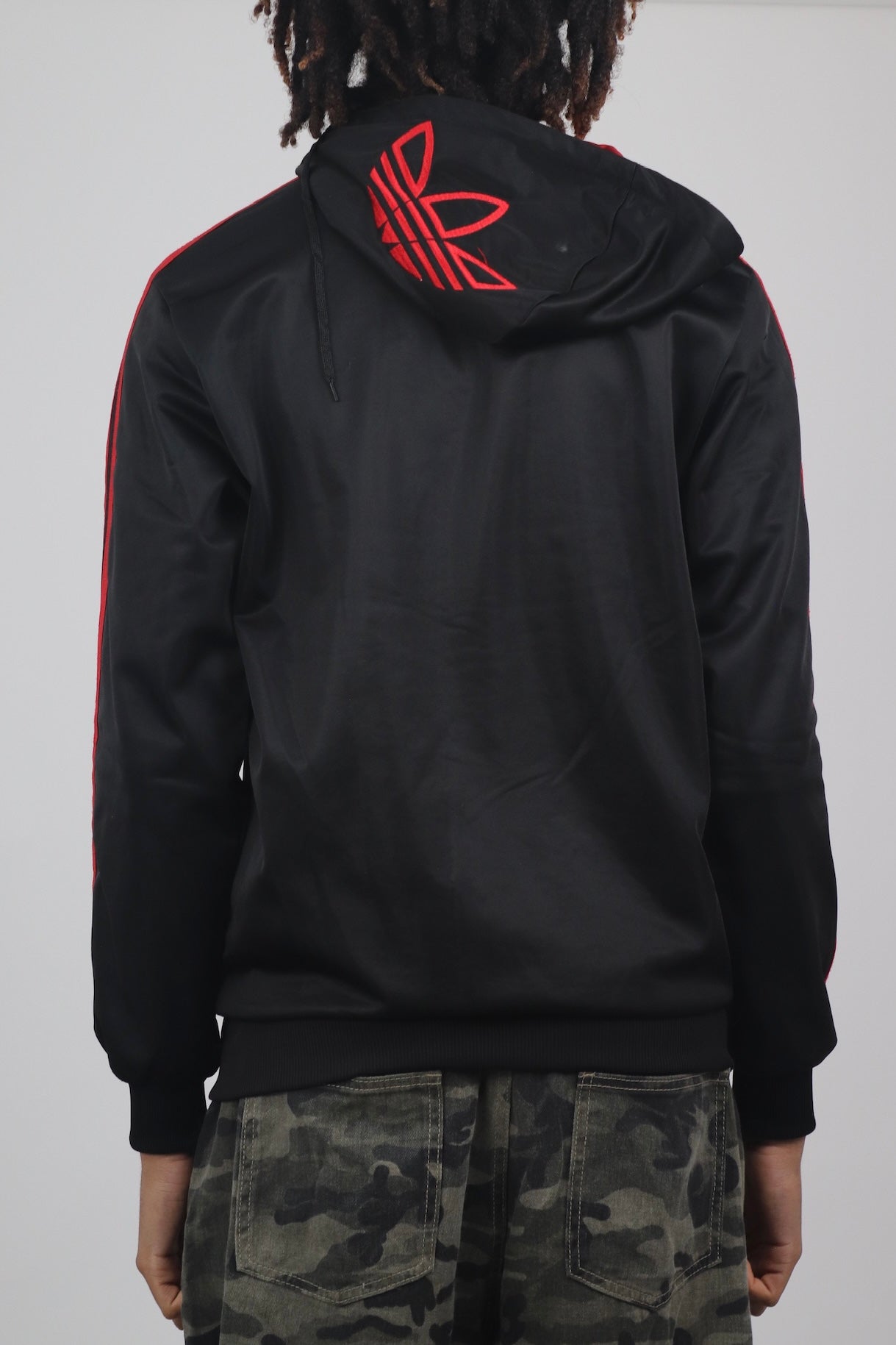 Black and Red Adidas Chile 62 Hooded Jacket