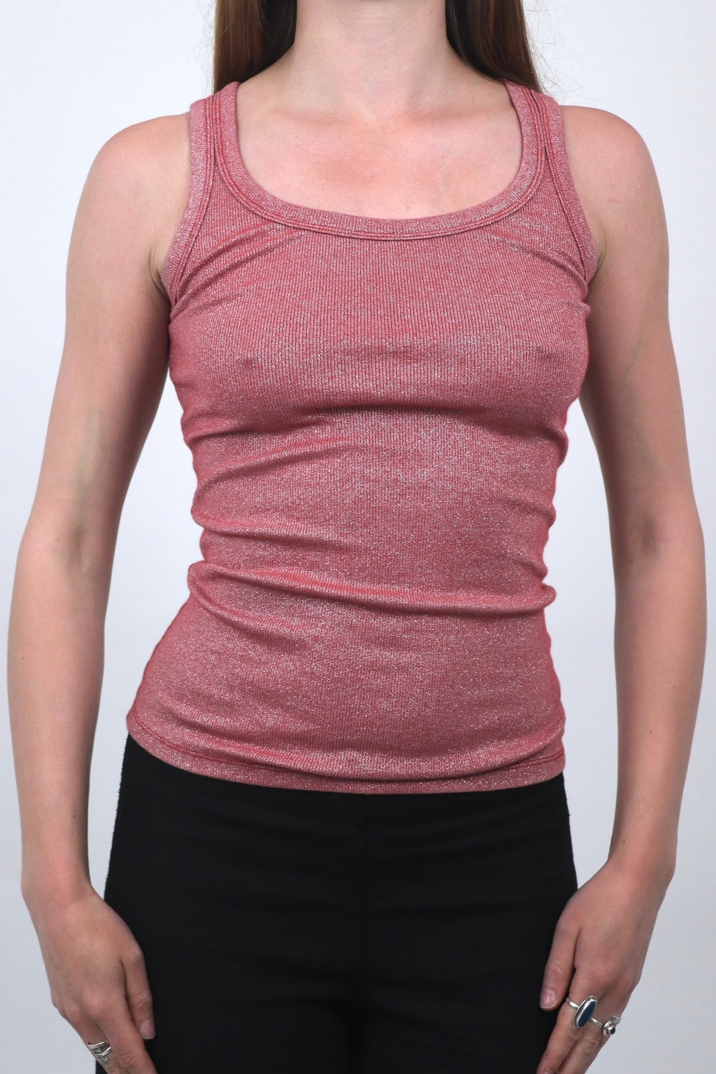 Pink/Red Glitter Vest Top