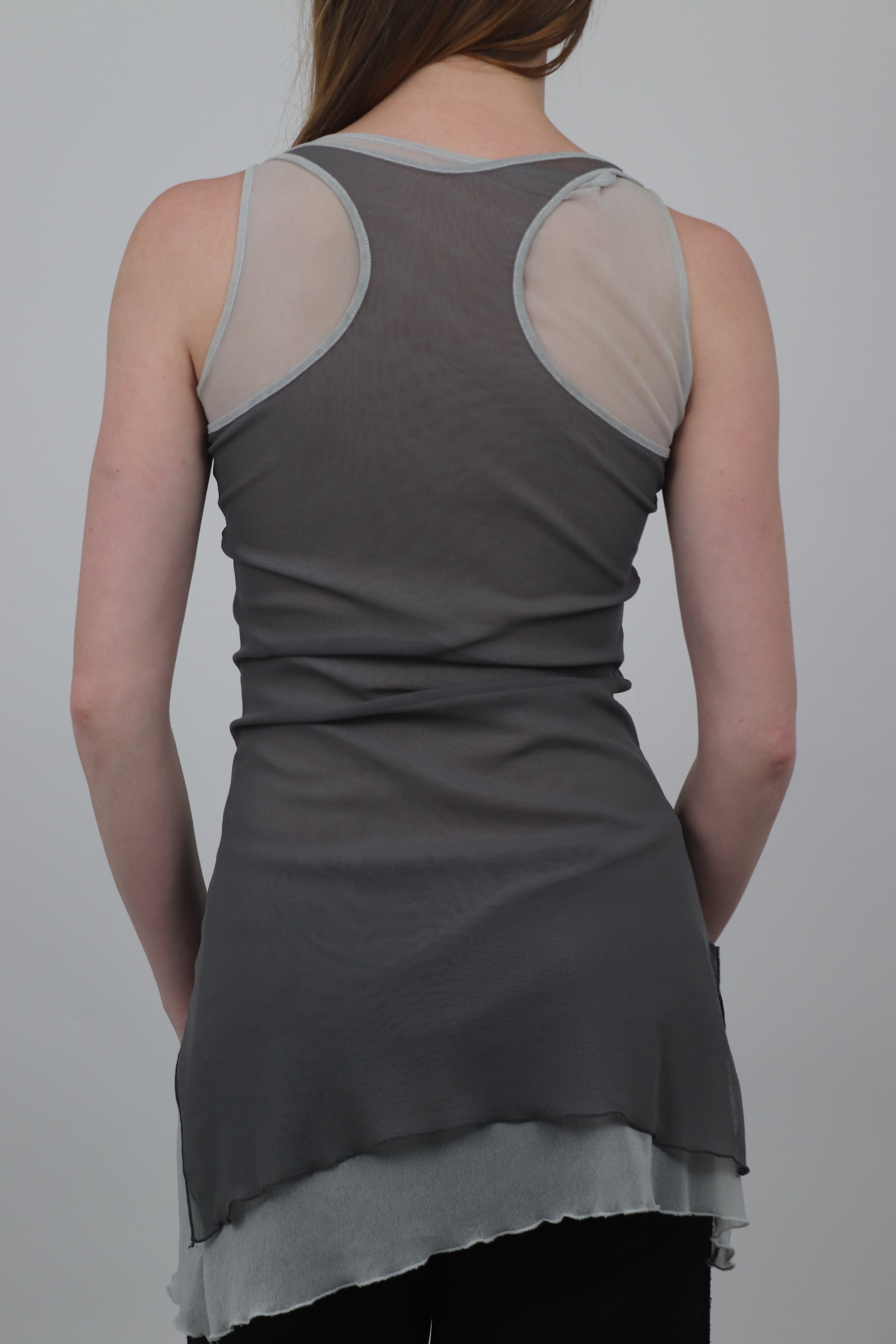 Double Layered Tattoo Print Mesh Dress