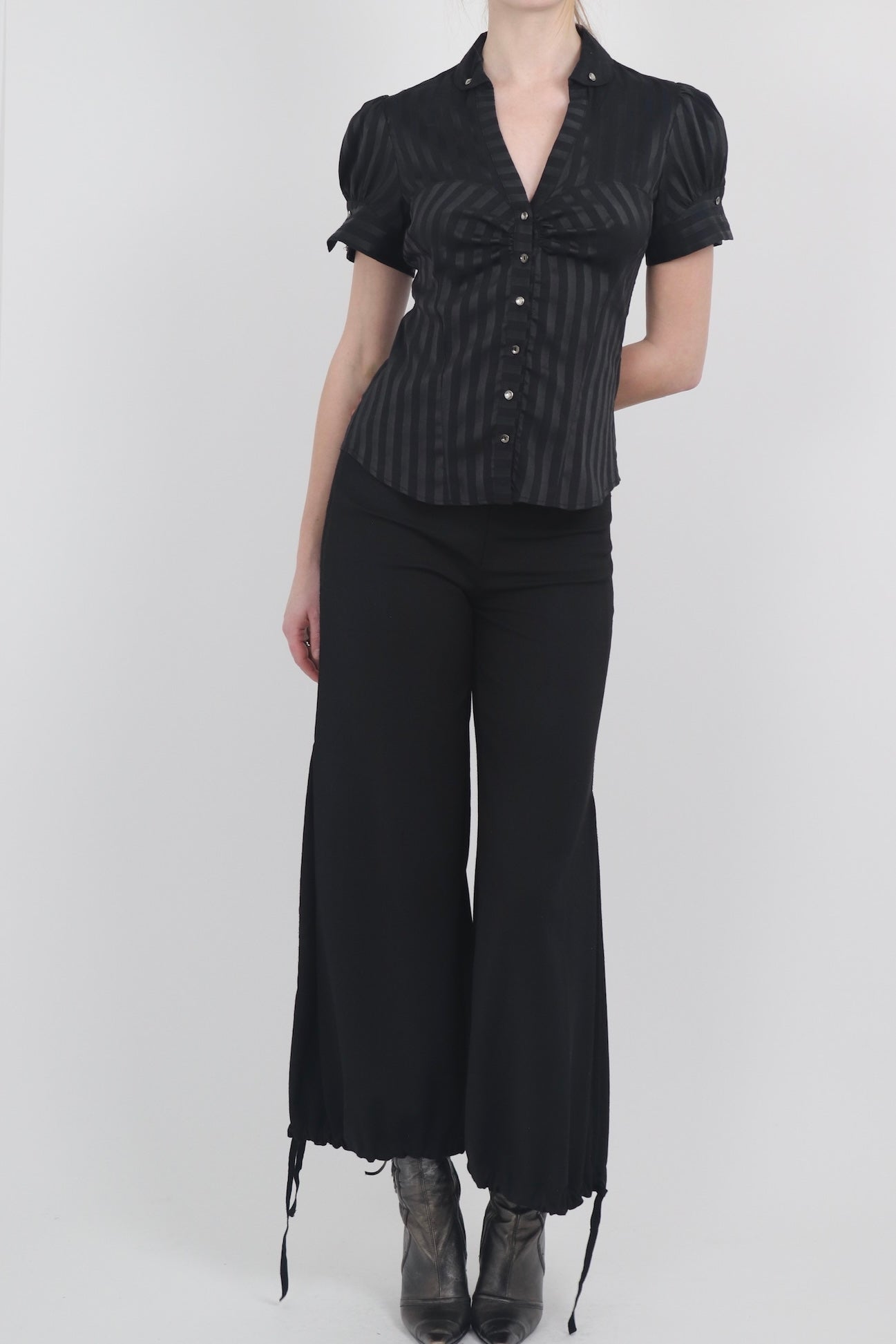 Vintage River Island Black Striped Blouse