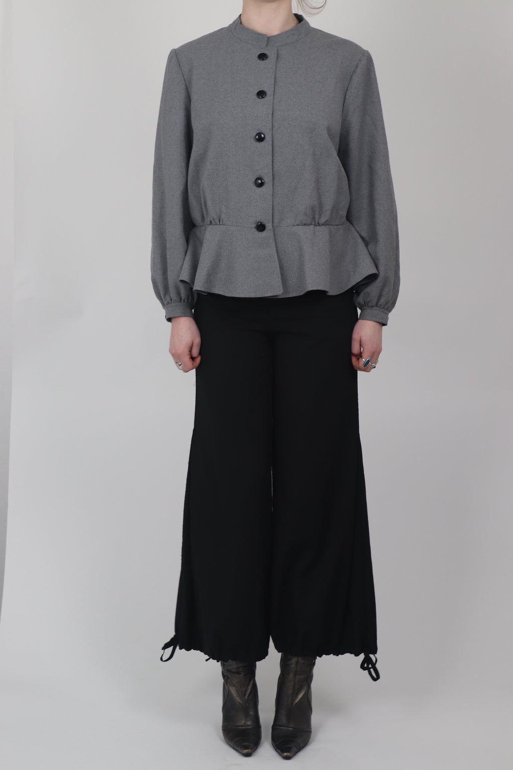 Beate Mossinger Grey Peplum Style Pea Coat