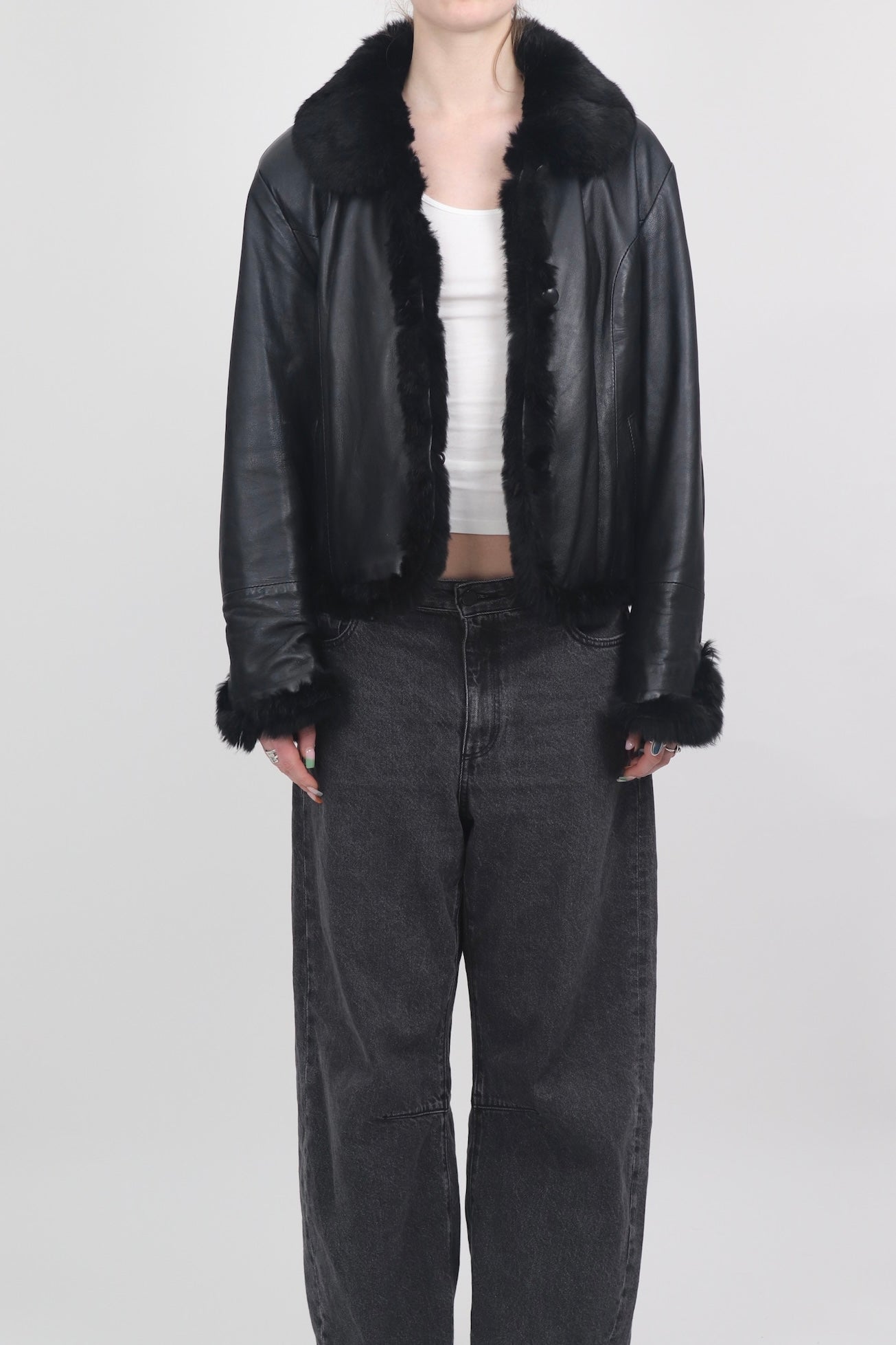 Vera Pelle Fur Trim Leather Jacket