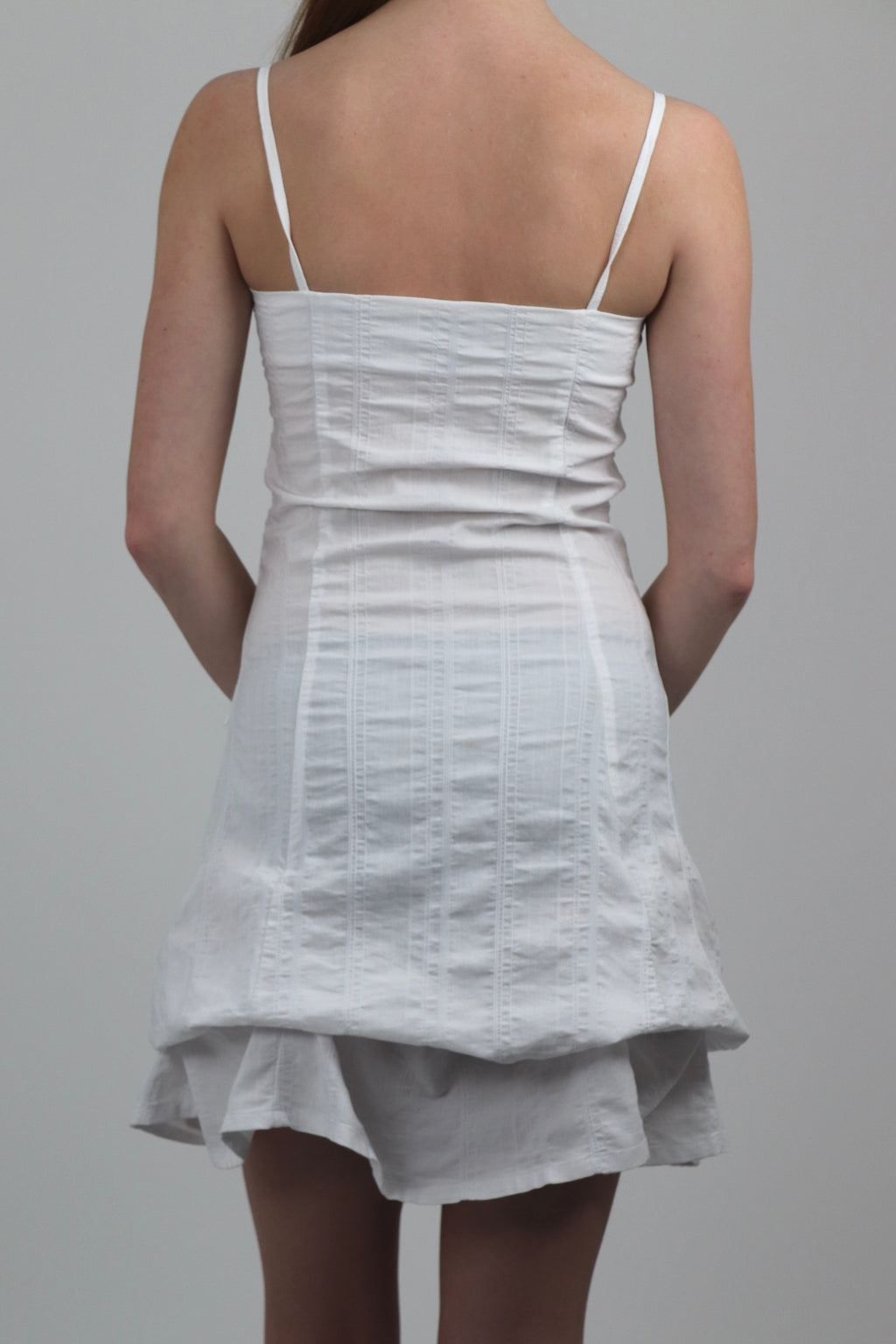 White Ruched Summer Dress