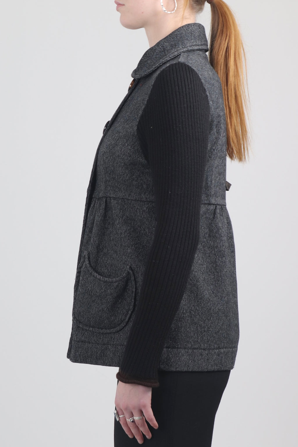 Cop Copine Knit Sleeve Pea Coat
