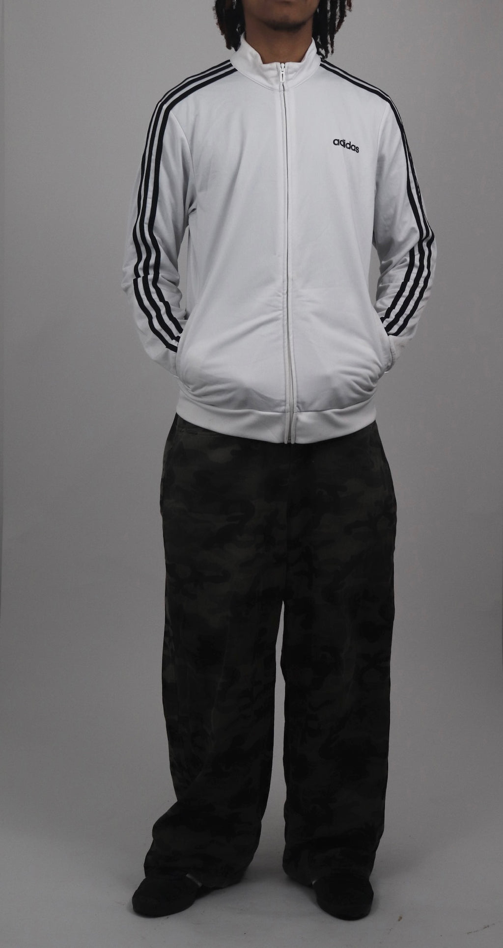 White and Black  Adidas Track Jacket