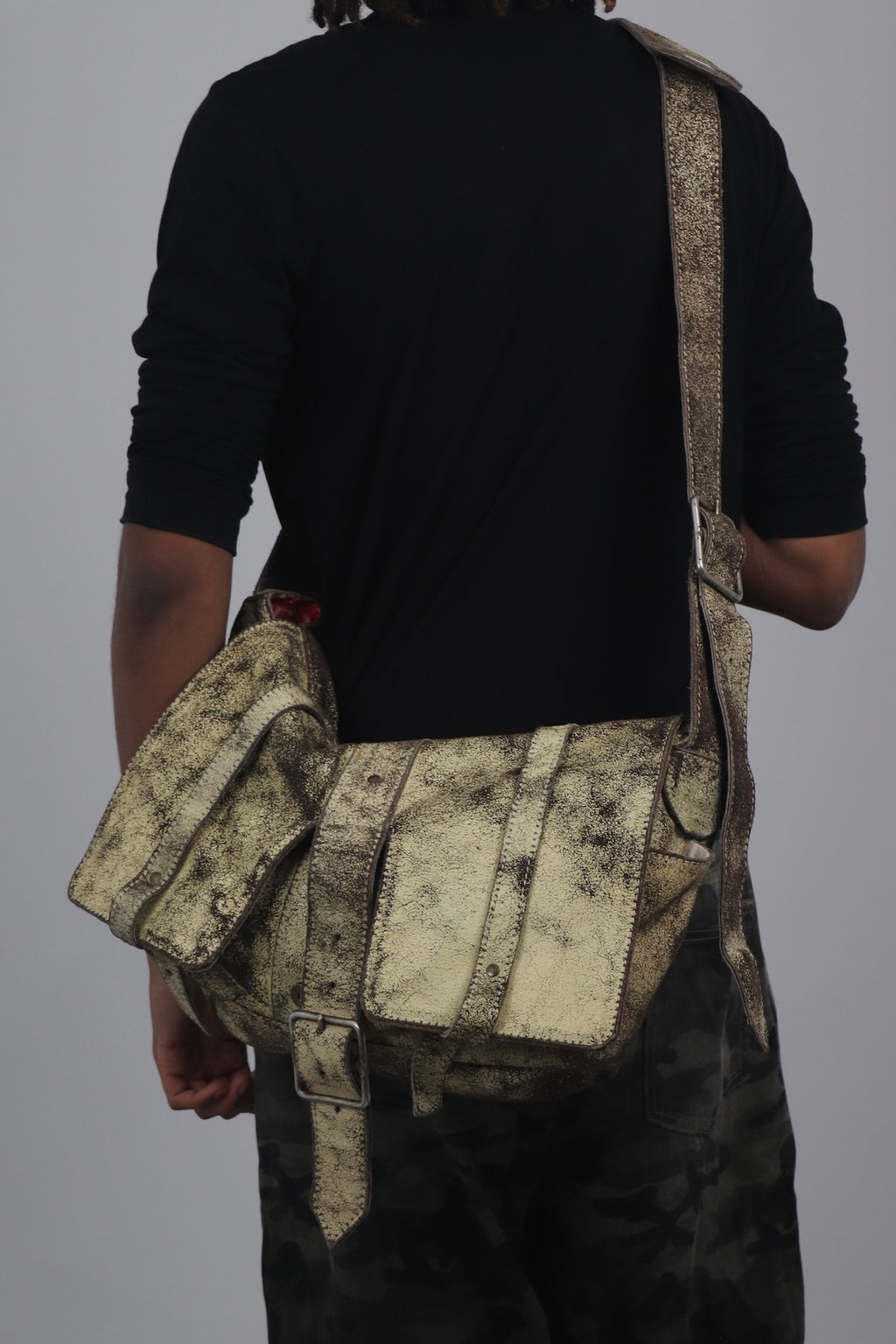 Crossbody Distressed Buckle Satchel