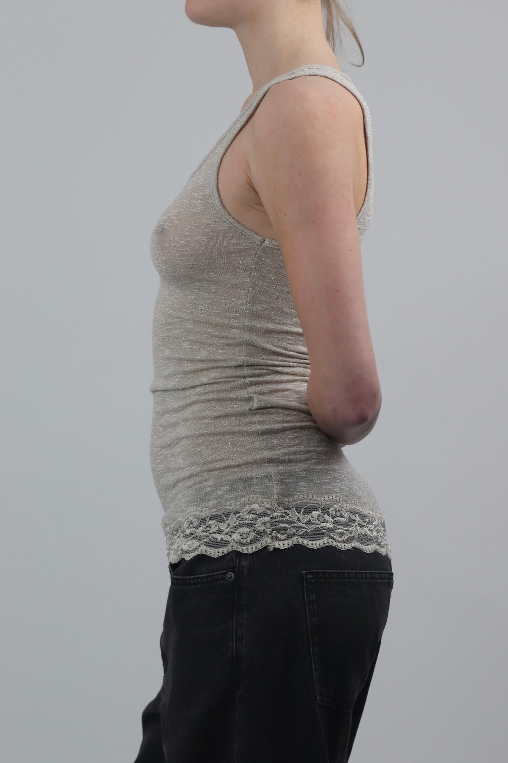 Mixeri Sheer Glitter Knit Tank