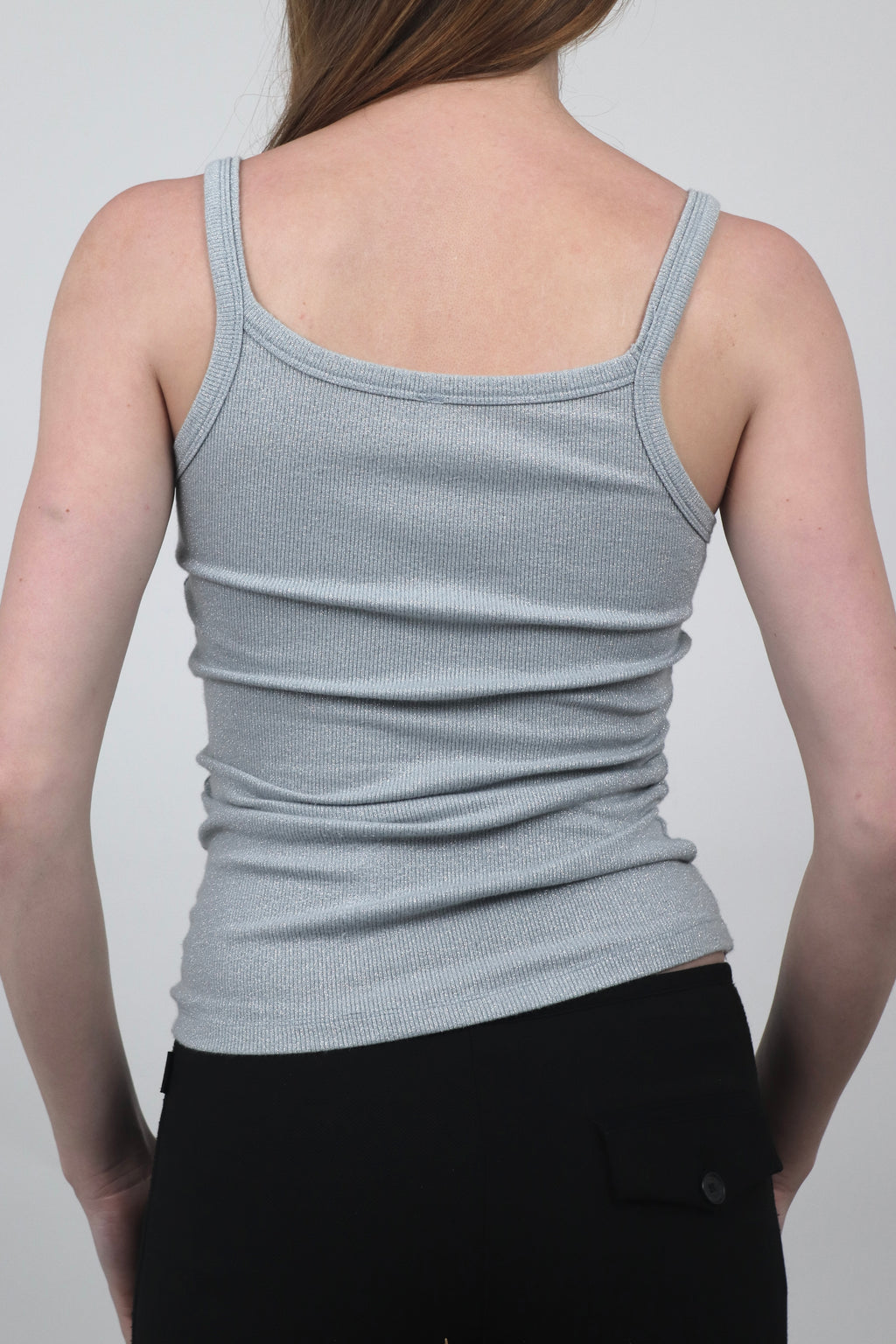 Light Grey Glitter Vest Top