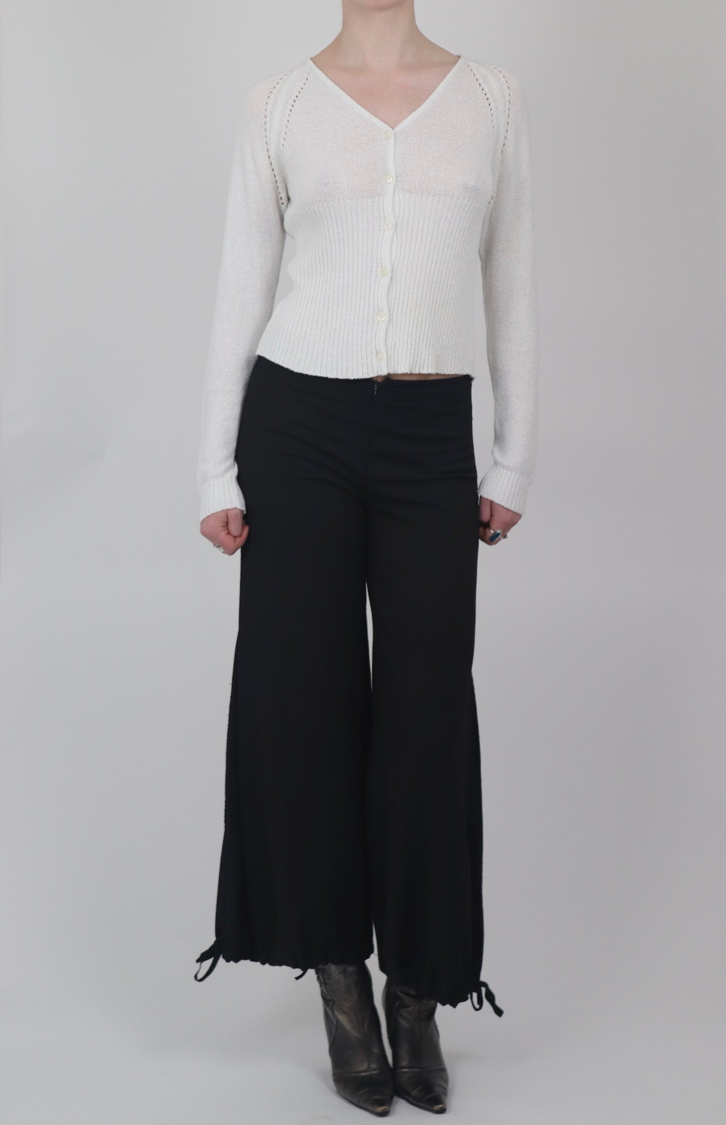 C'est Moi Sheer Knit White Cardigan