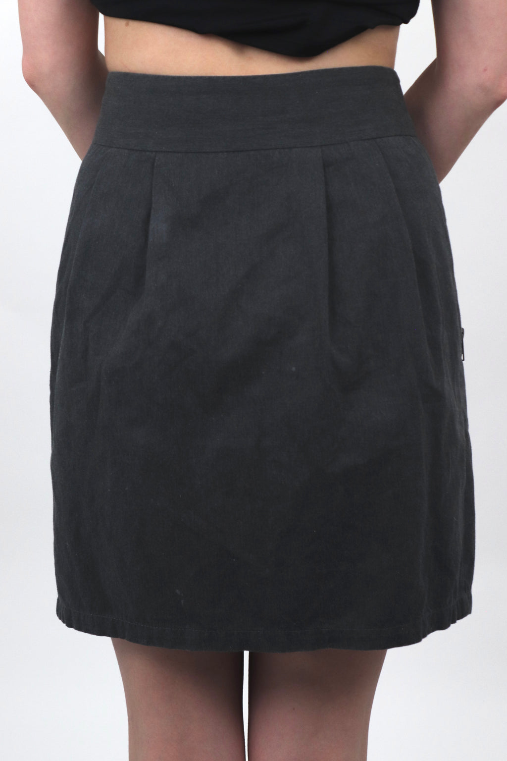 Zip Grey Midi Skirt