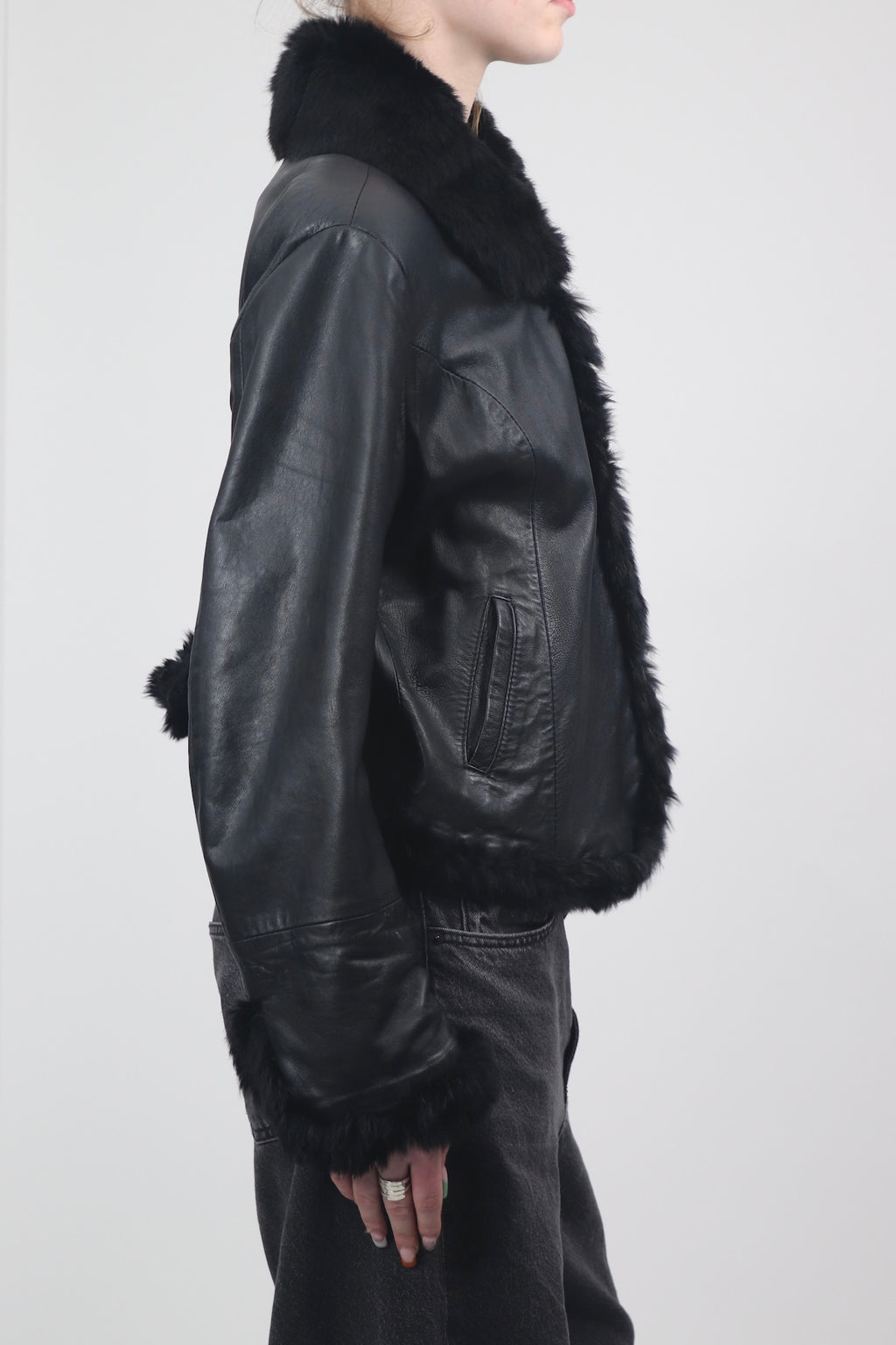 Vera Pelle Fur Trim Leather Jacket
