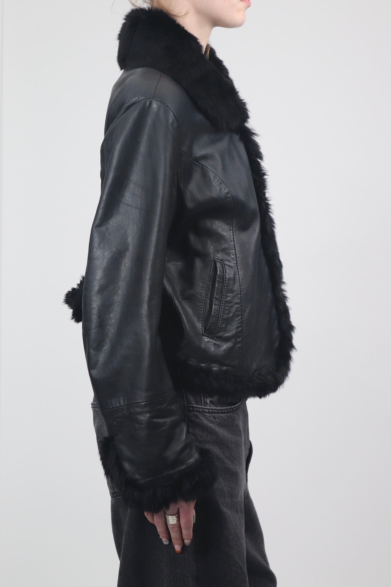Vera Pelle Fur Trim Leather Jacket