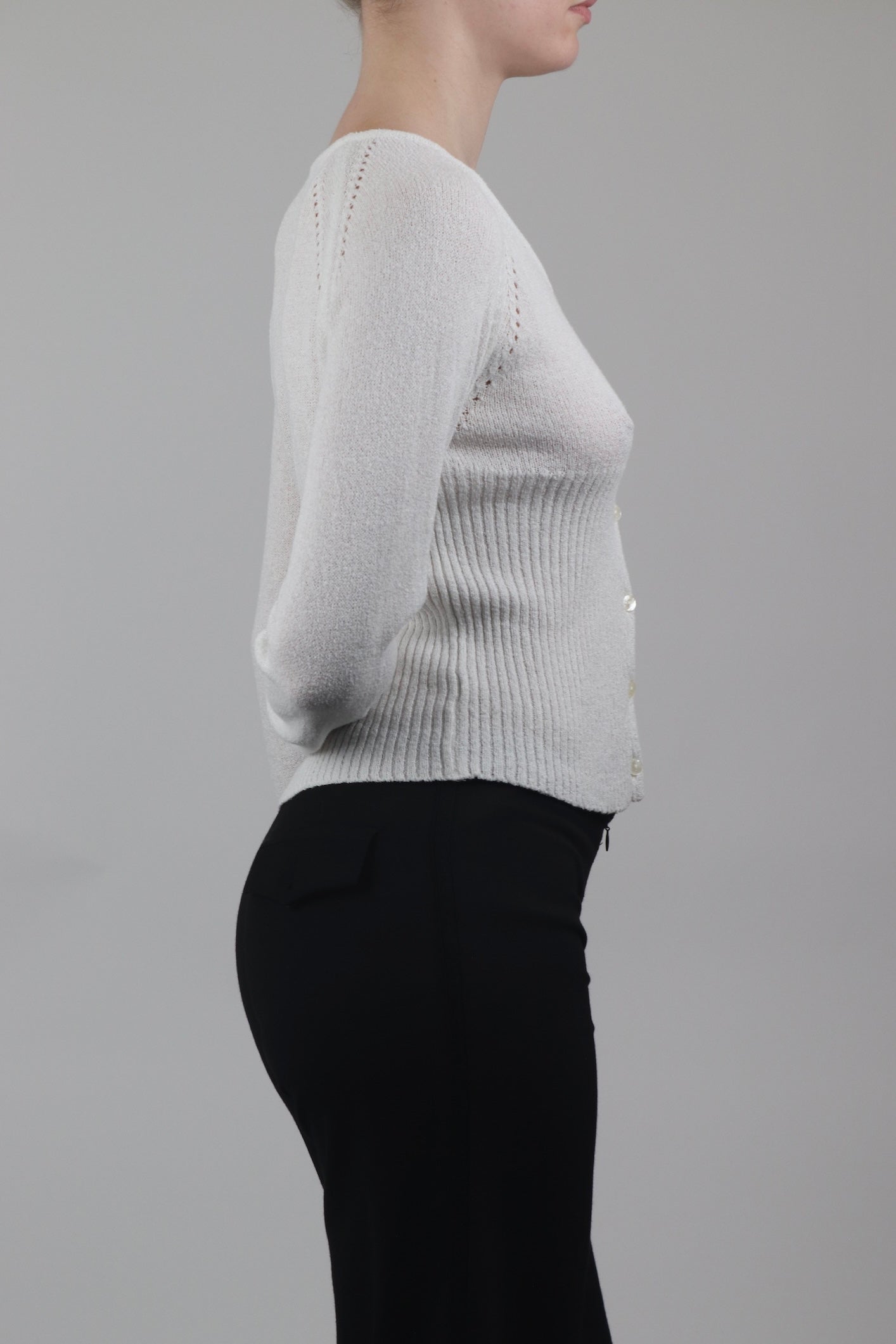 C'est Moi Sheer Knit White Cardigan