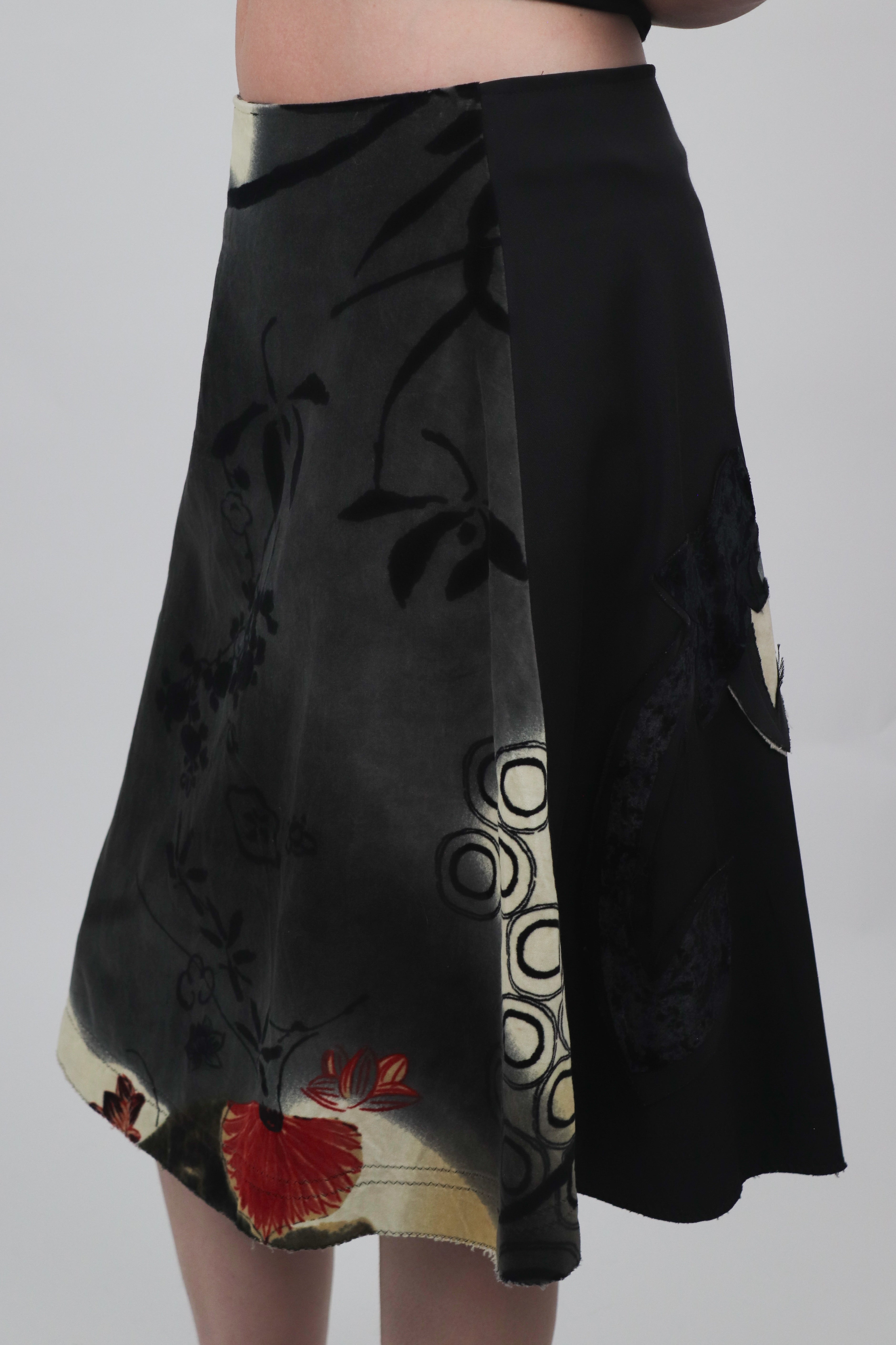 Japanese Style Print Midi Skirt
