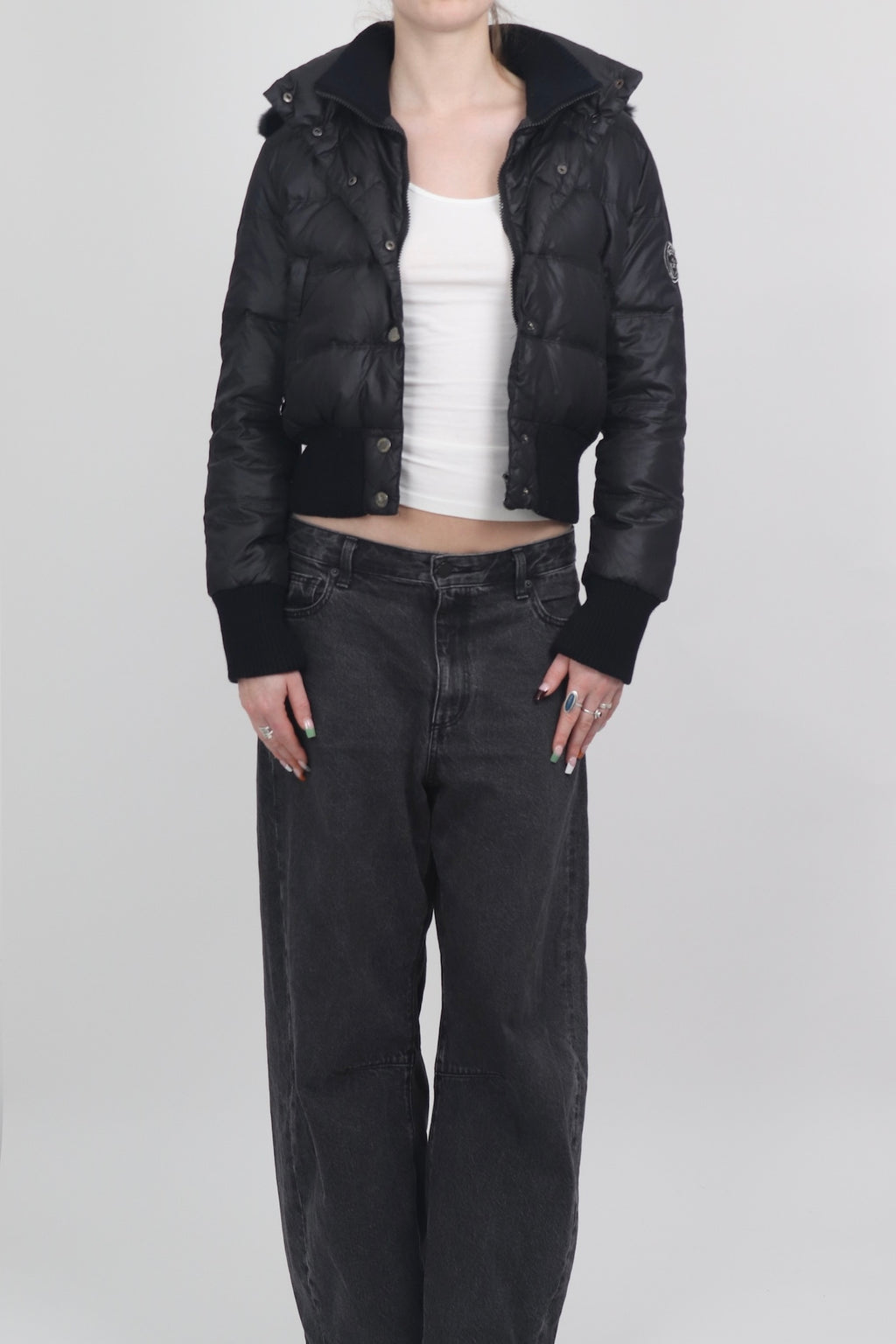 Kocca Jeans Black Cropped Puffer Jacket