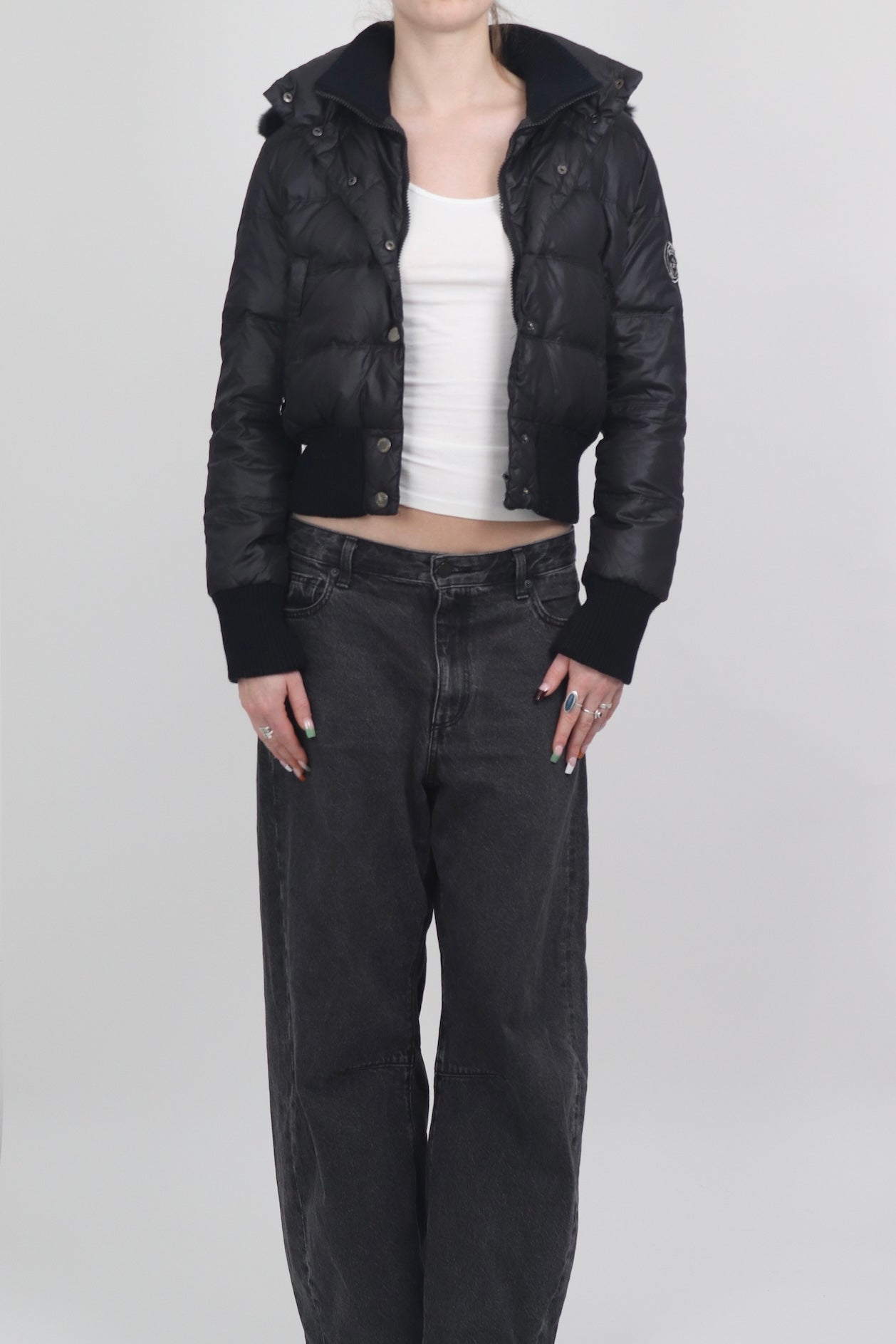 Kocca Jeans Black Cropped Puffer Jacket