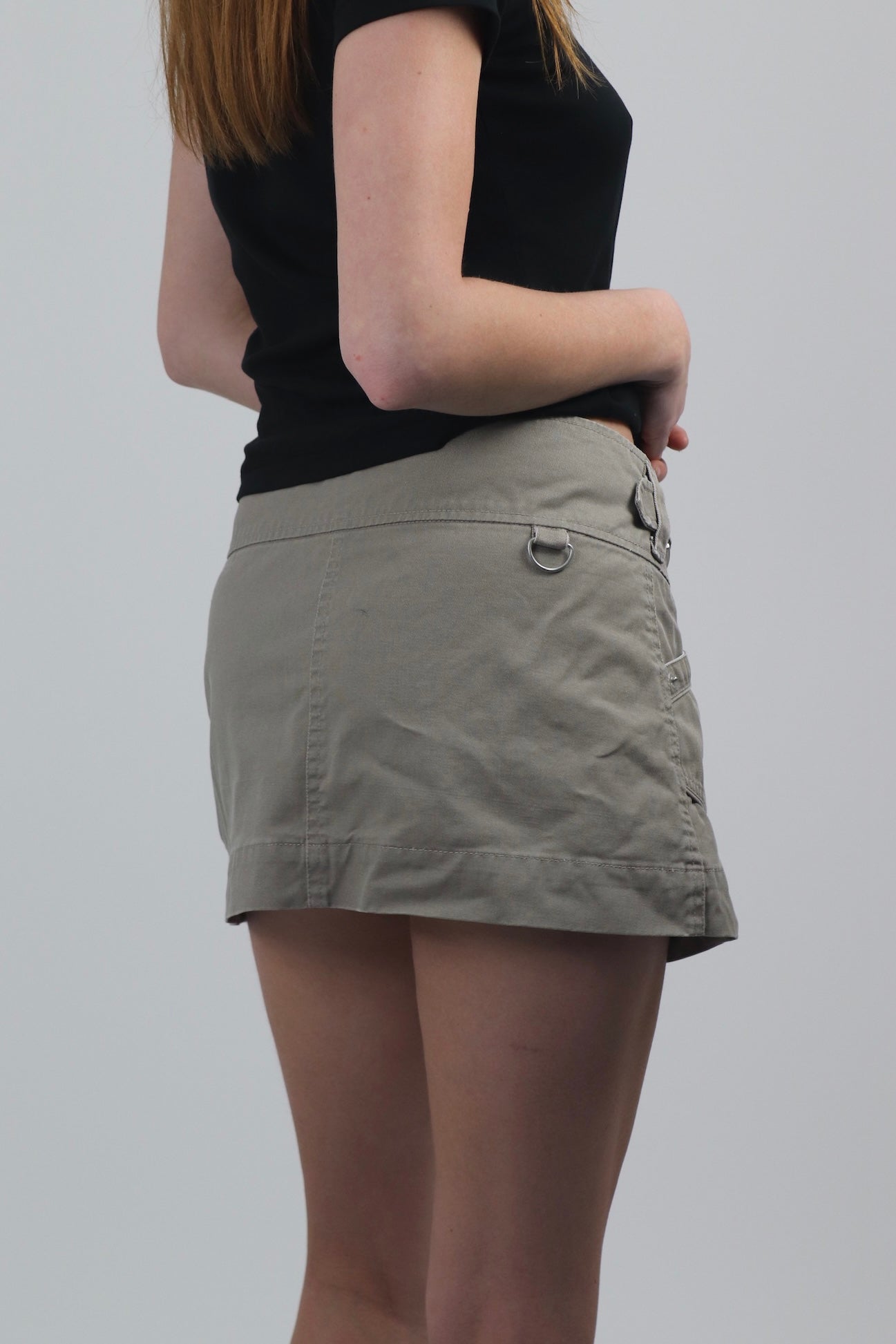 Morgan De Toi Khaki Buckle Wrap Mini Skirt