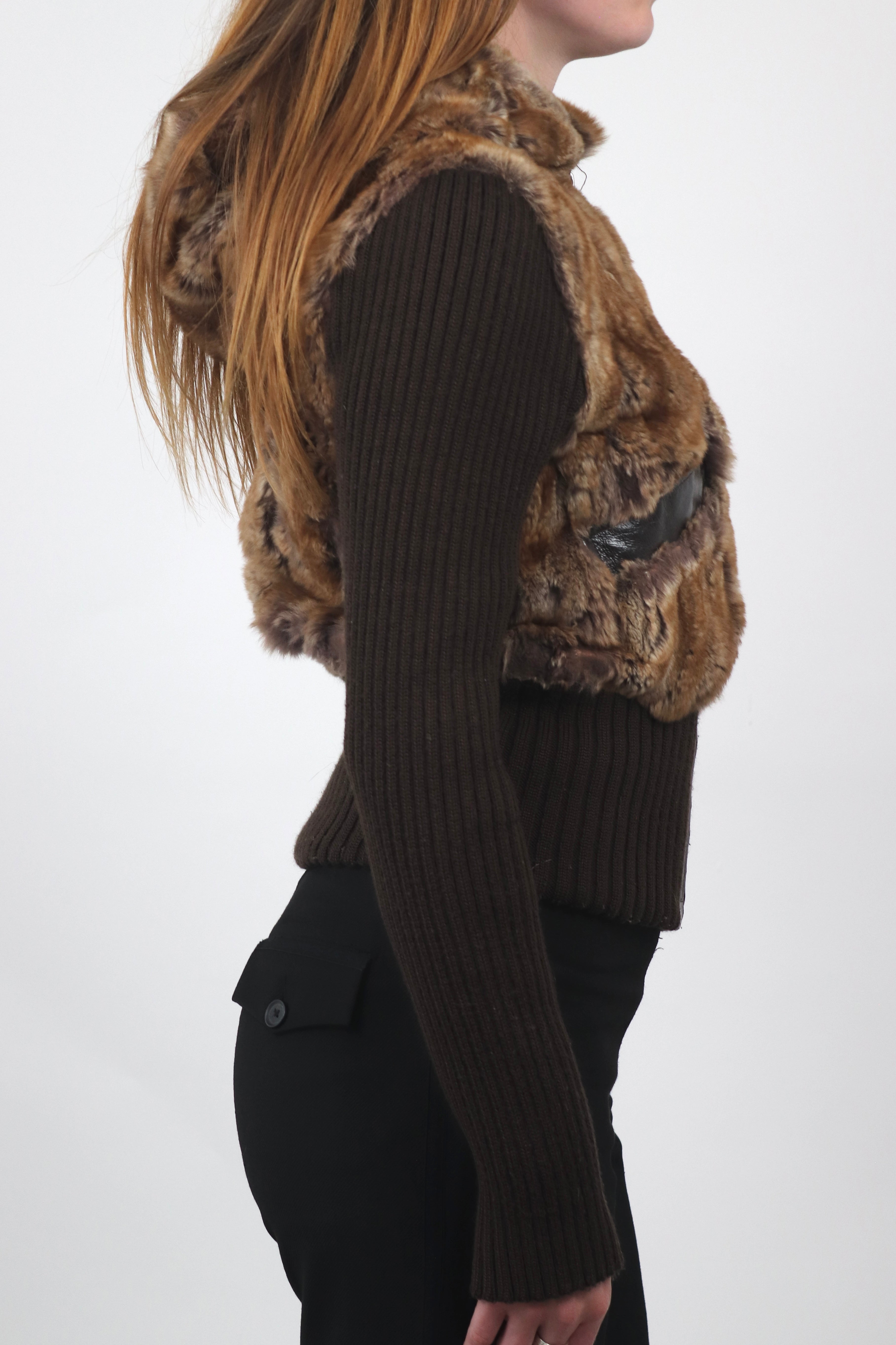 Con Bipel Fur and Knit Cardigan