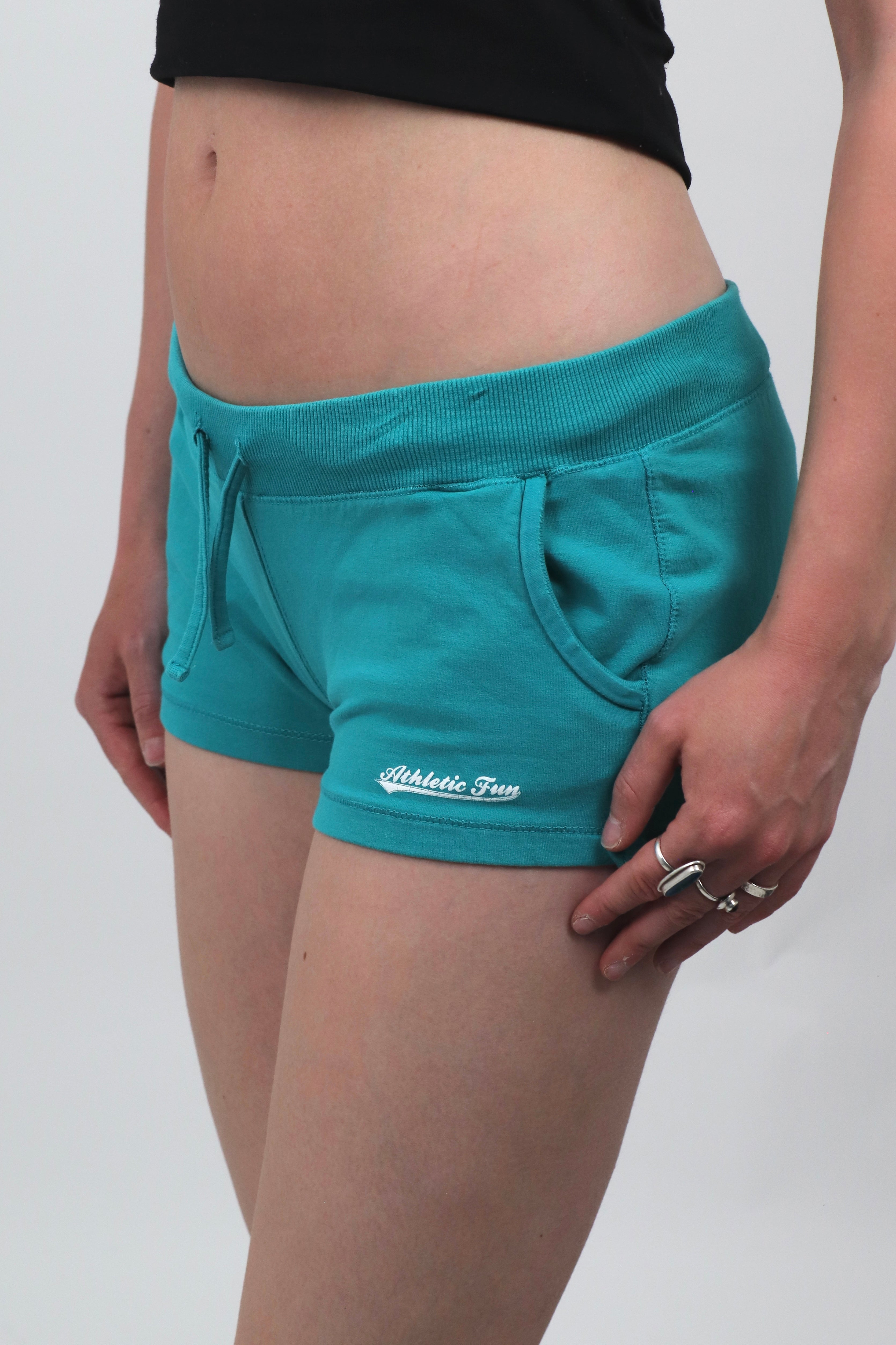 Turquoise Sporty Mini Shorts
