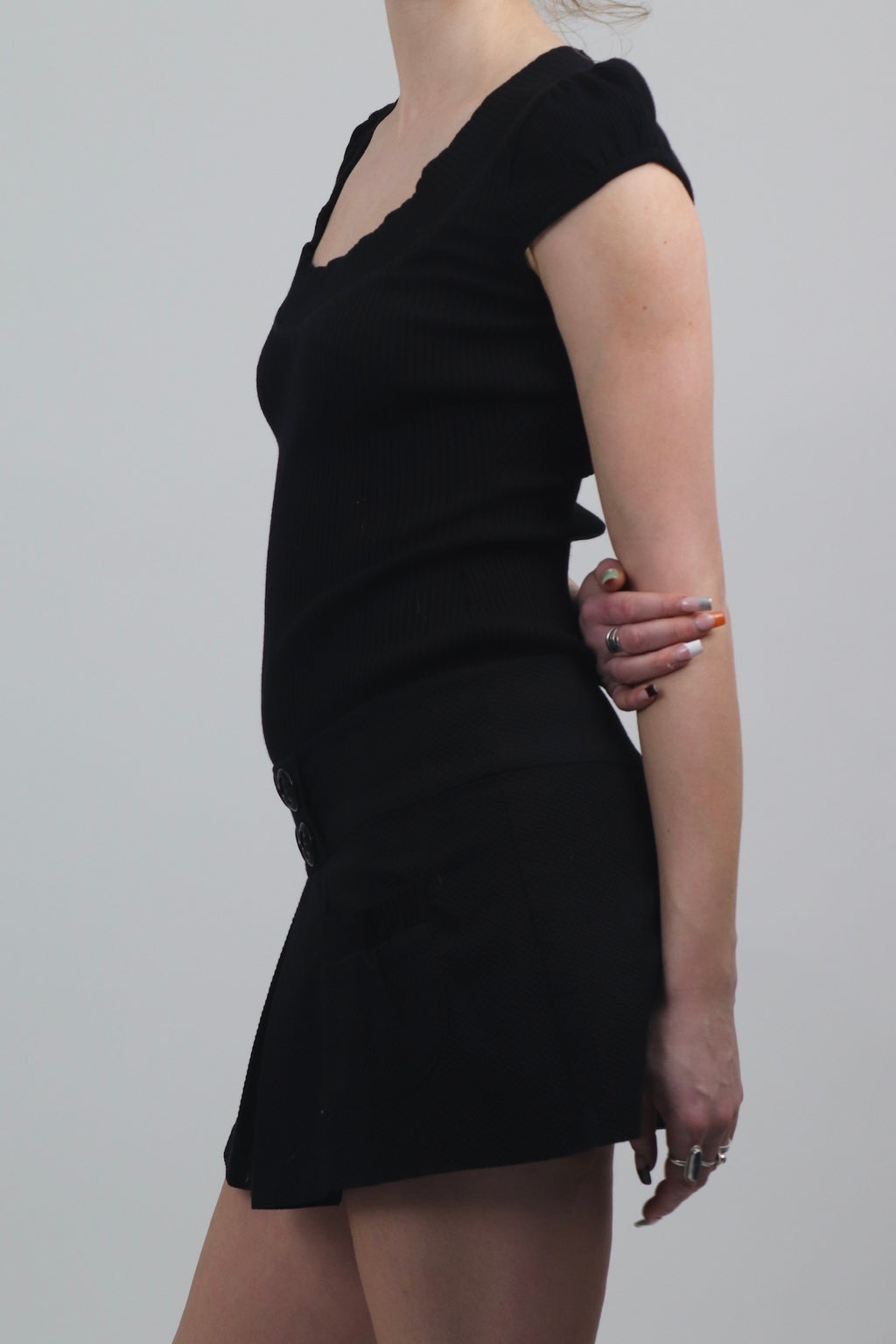 Morgan De Toi Black Knit Mini Dress