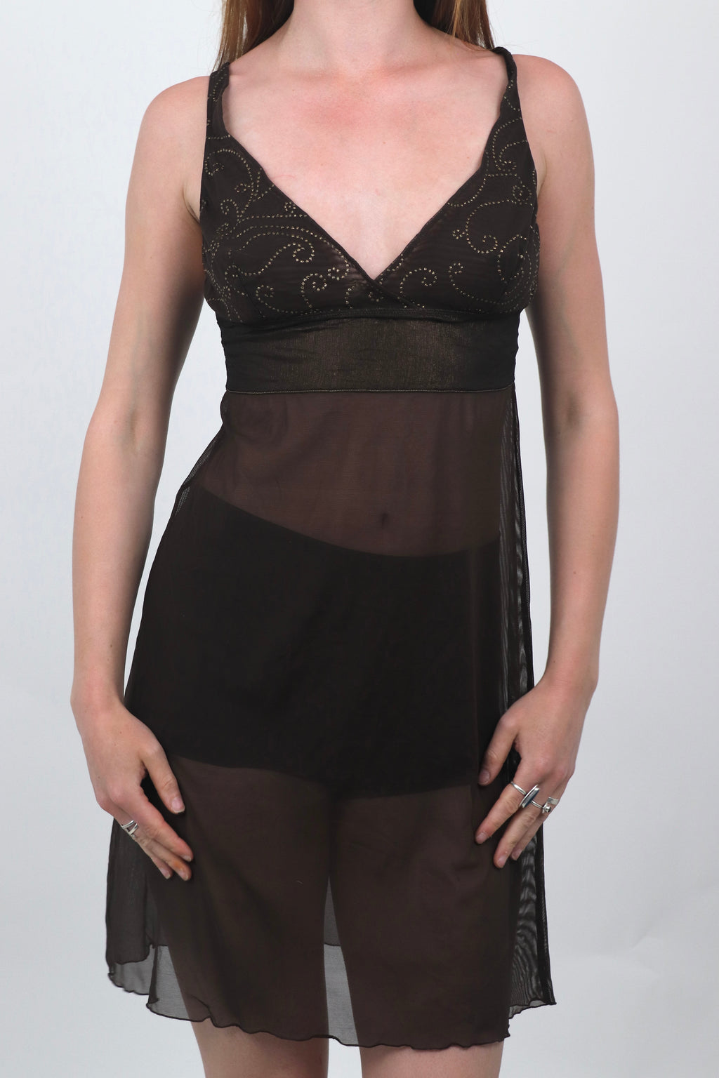 Brown Intimissimi Sheer Slip Dress