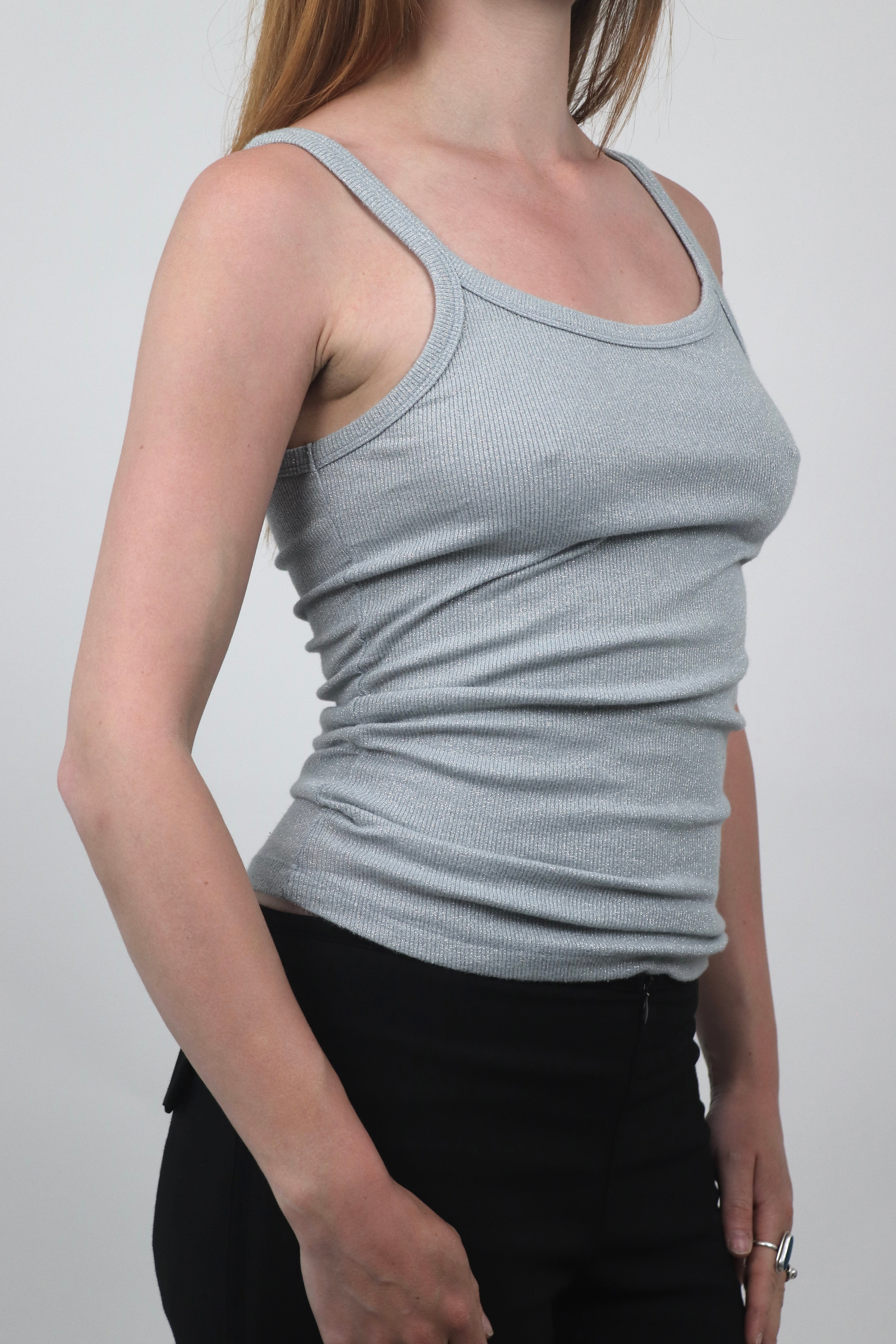 Light Grey Glitter Vest Top