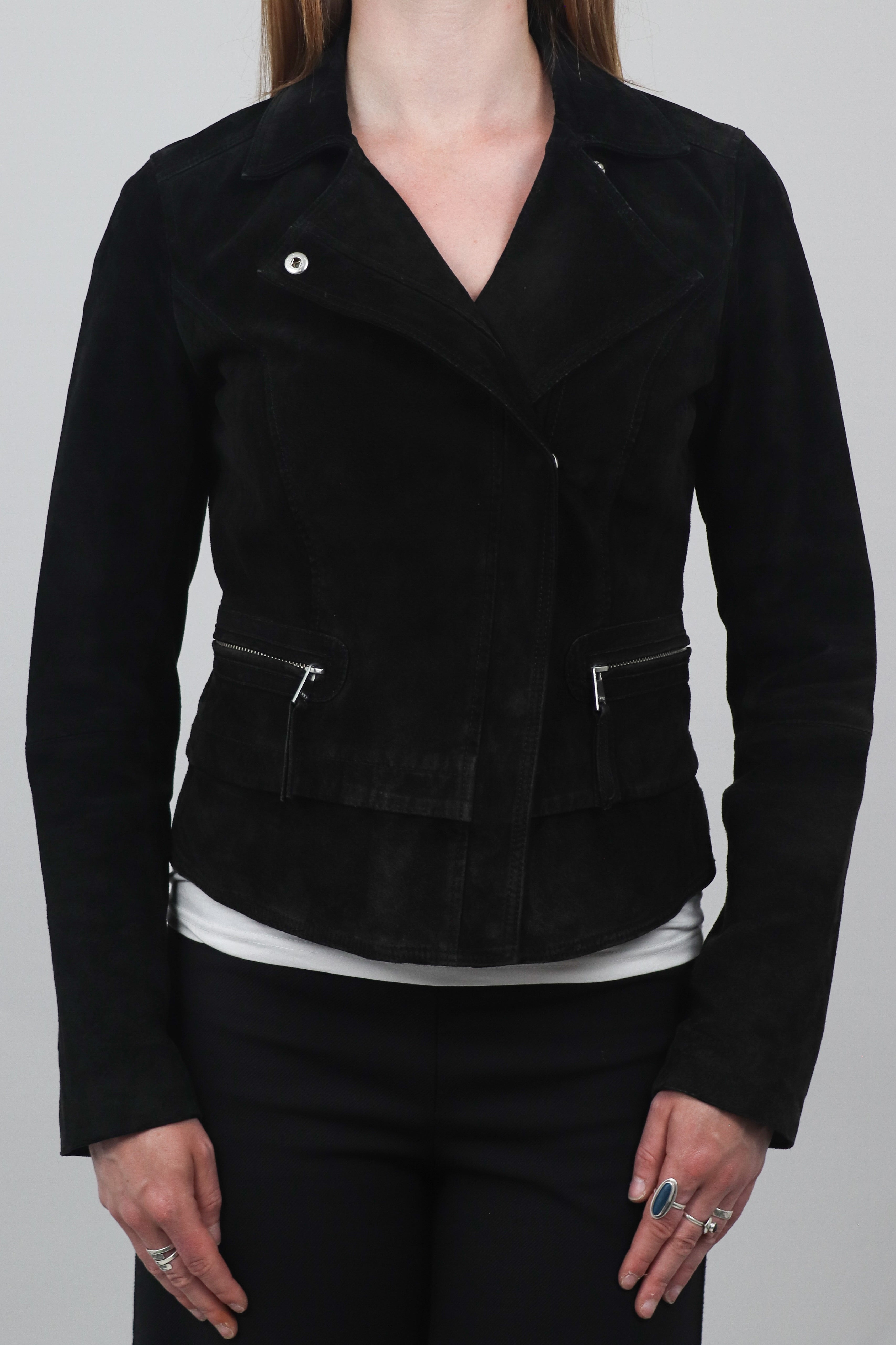 Only Suede Asymmetric Zip Biker Jacket