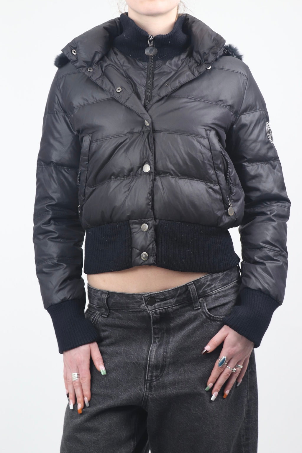 Kocca Jeans Black Cropped Puffer Jacket