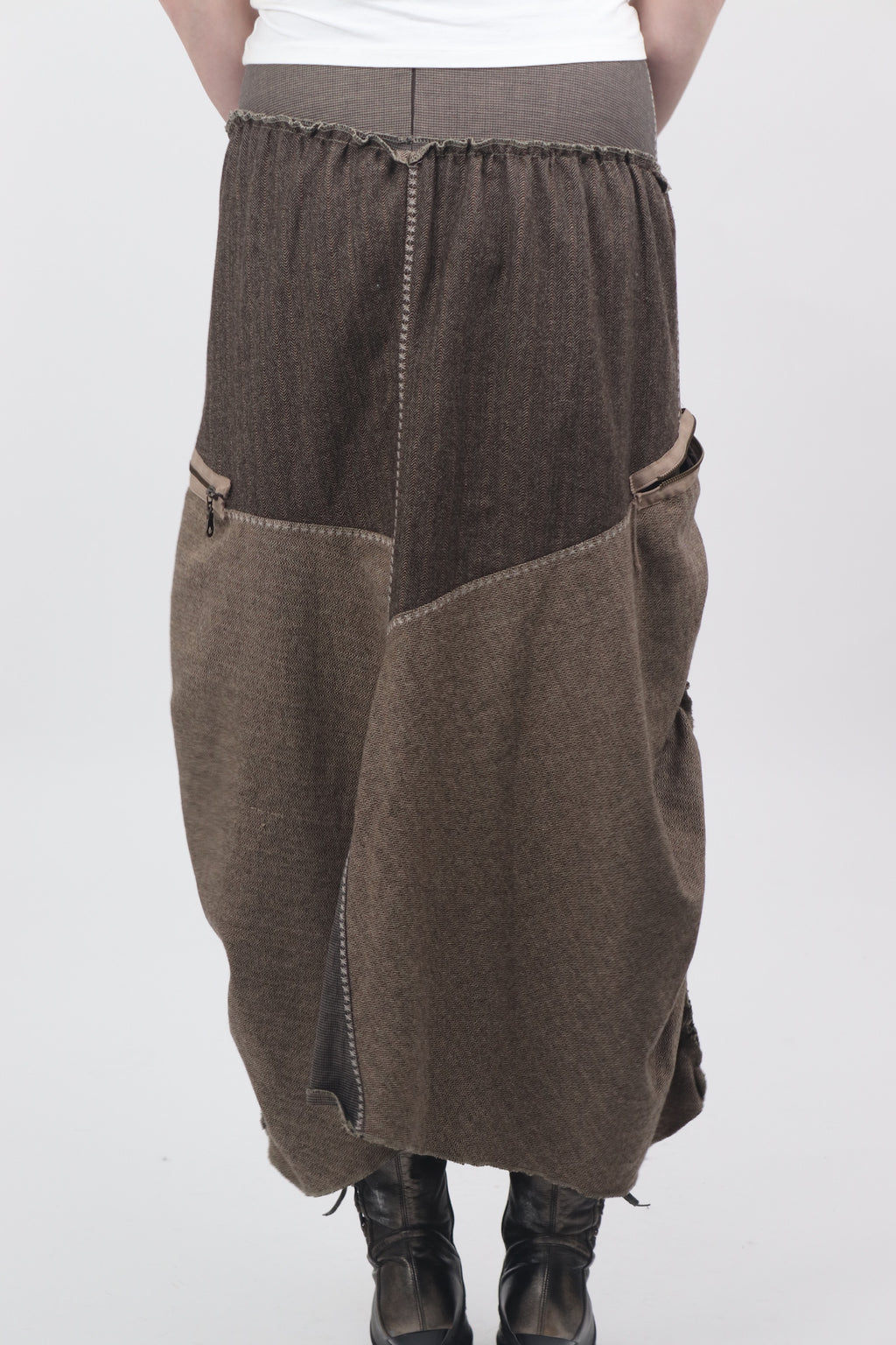 Tricot Chic Brown Maxi Patchwork Skirt