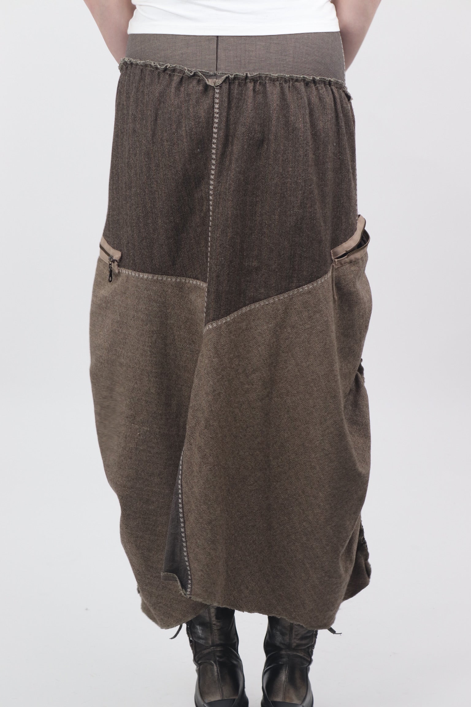 Tricot Chic Brown Maxi Patchwork Skirt