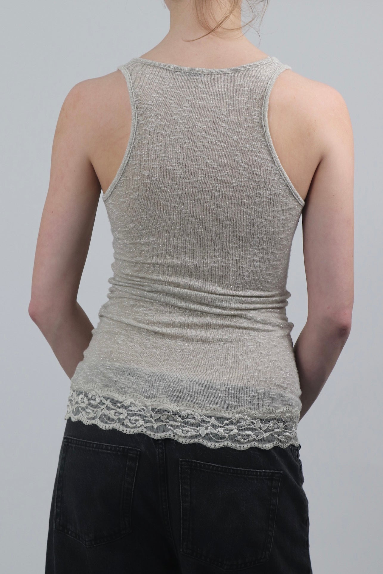Mixeri Sheer Glitter Knit Tank